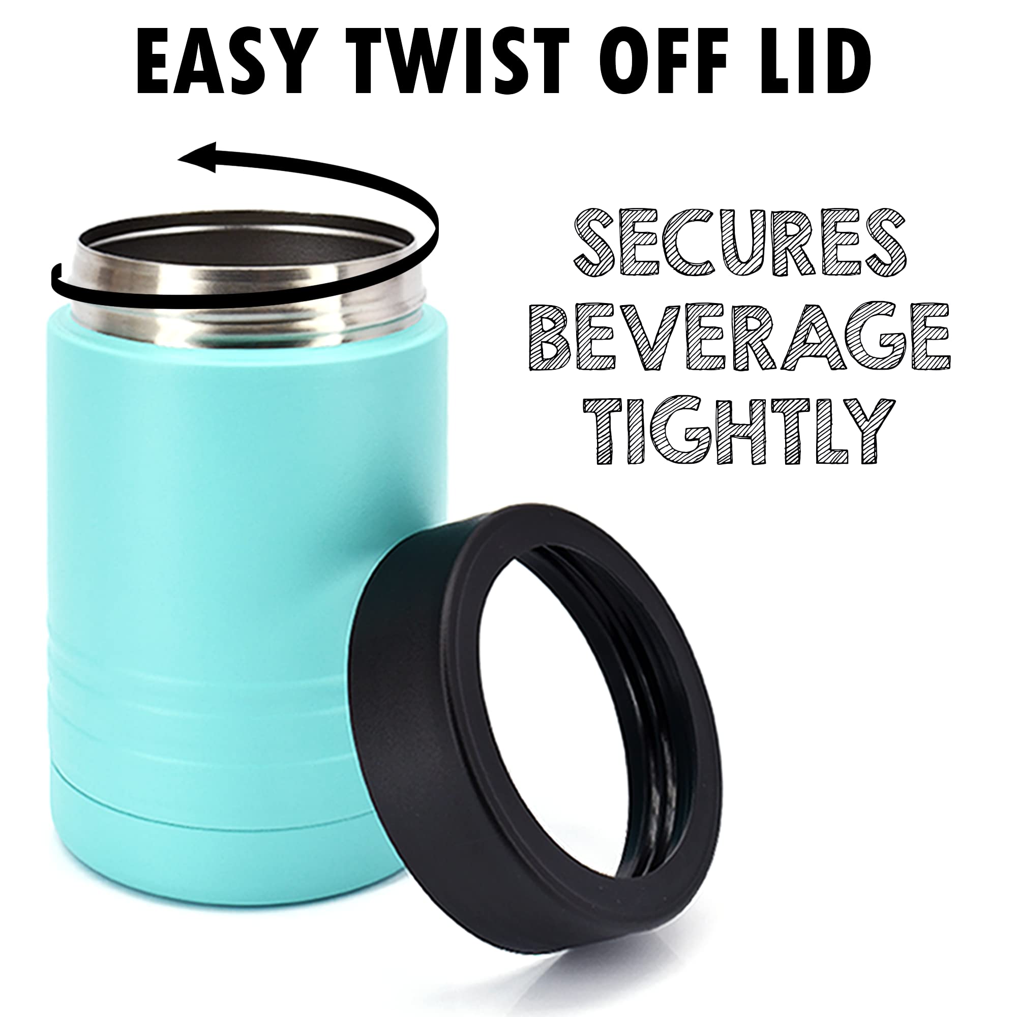 4-In-1 Stainless Steel 12 Oz Double Wall Vacuum Insulated Can Or Bottle Cooler Keeps Beverage Cold For Hours - Also Fits 16 Oz C