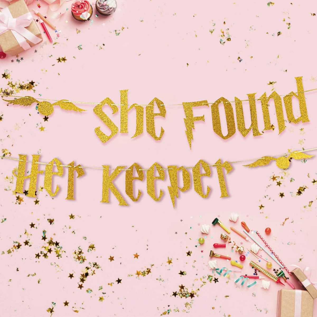 Gold Glitter Bachelorette Party Banner Decorations - Bridal Shower Hen Party Decorations Supplies, Wedding Party Decoration, Gol