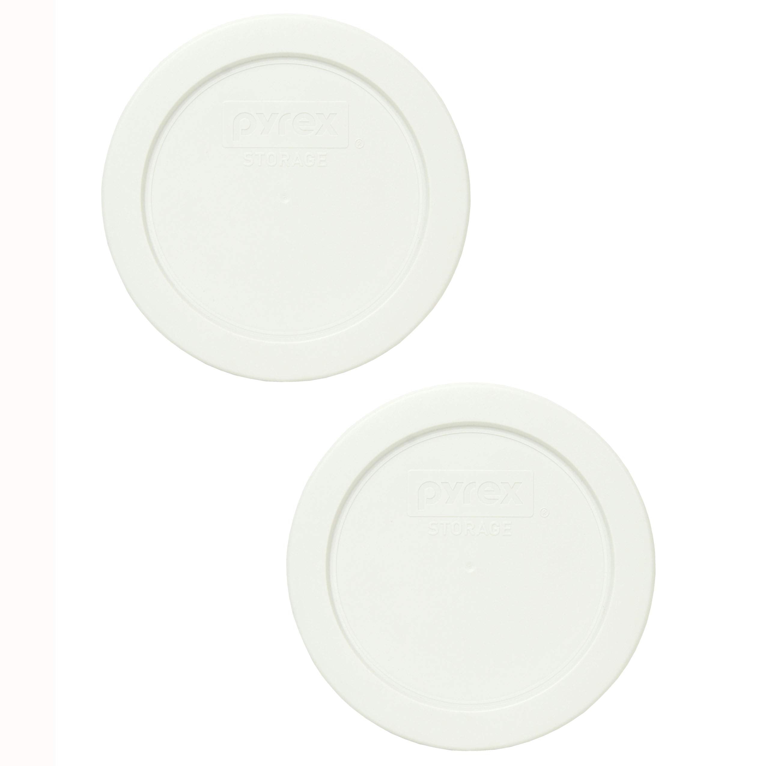 Pyrex 7200-Pc White Round Plastic Food Storage Lid - 2 Pack Made In The Usa