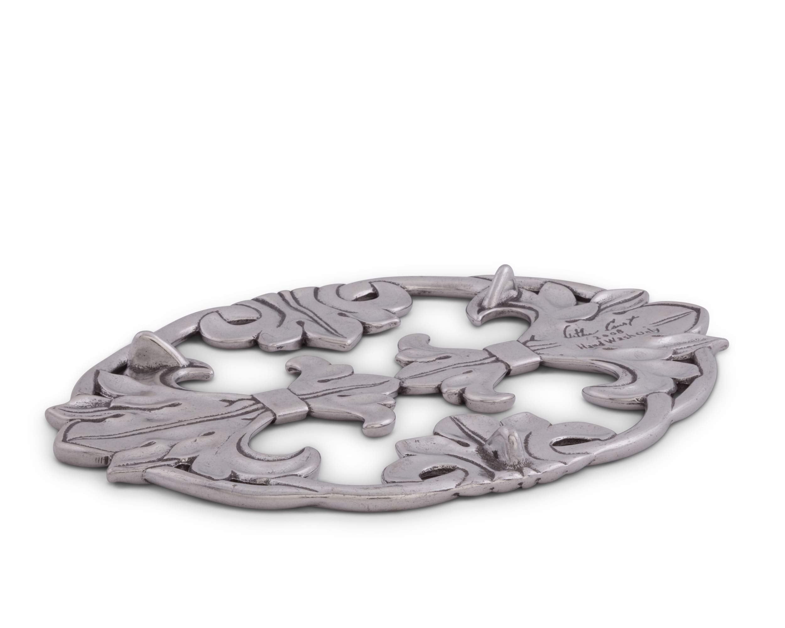 Arthur Court Designs Aluminum Fleur-De-Lis Trivet Hot Pans Pots Dishes Or Teapot French Theme 9.25 Inch X 7 Inch