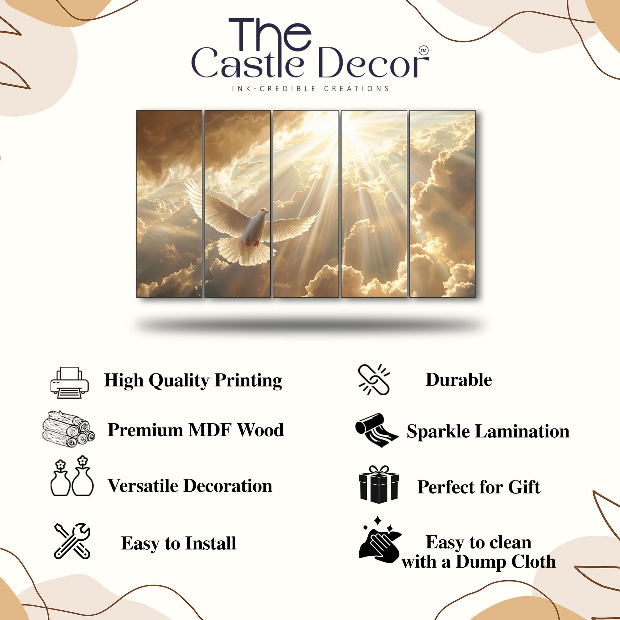 The Castle Decor Birds Painting With Frame Big Size 36X60 Wall Art For Living Room,Bedroom,Drawing Room,Hotels-Wooden Framed-765