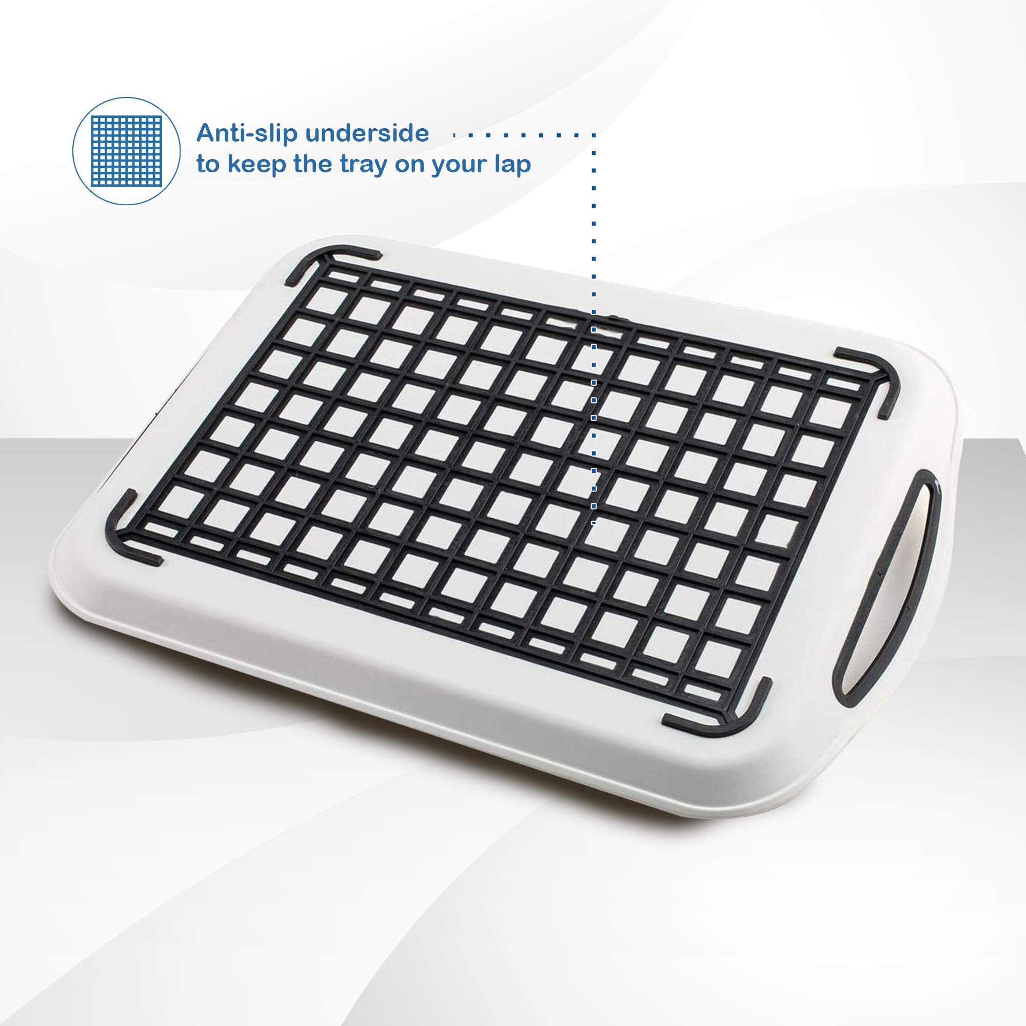 Volila Food Trays For Eating - 2 Pack Black And White Non Slip Tray For Serving Drinks And Snacks - 41Cm X 29Cm Plastic Carrying