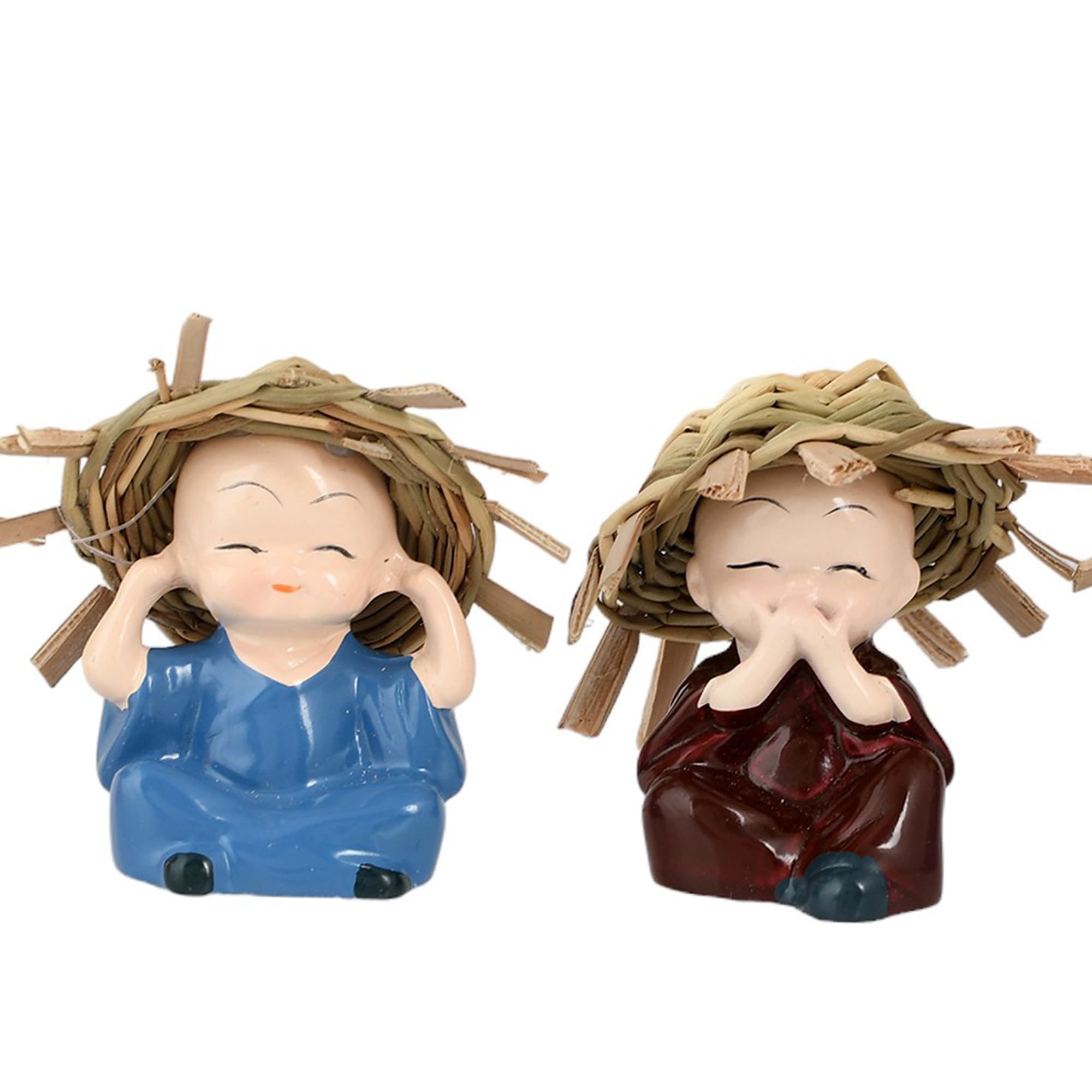 CraftVatika Baby Monk Buddha Set of 4- Monk Buddha Statue Showpiece, Diwali Decoration Items Buddha for Table Decor Living Room