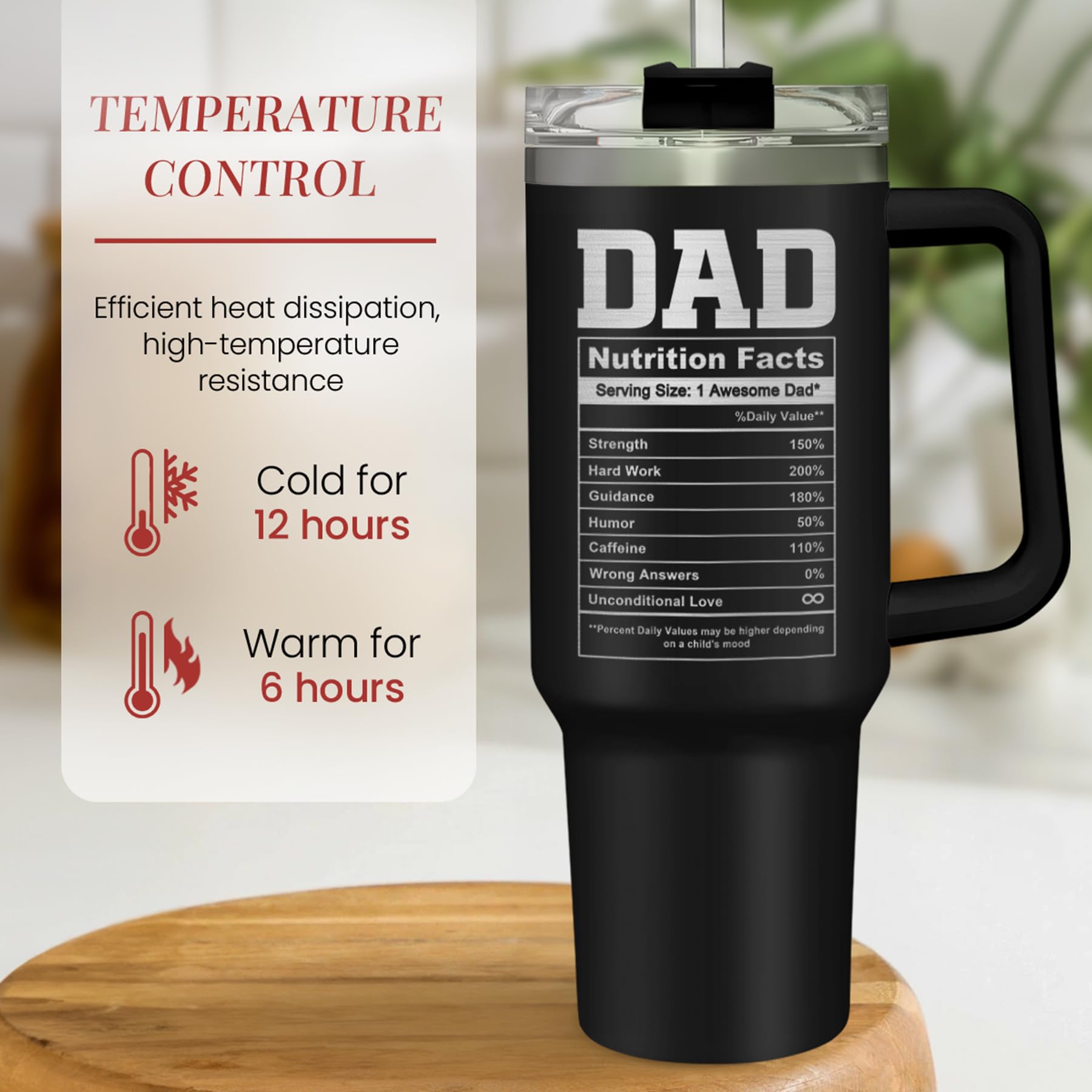 SANDJEST Best Dad Ever Tumbler 40oz Stainless Steel Insulated with Lid & Straw, Dads Gifts for Christmas Birthday Valentine Fath