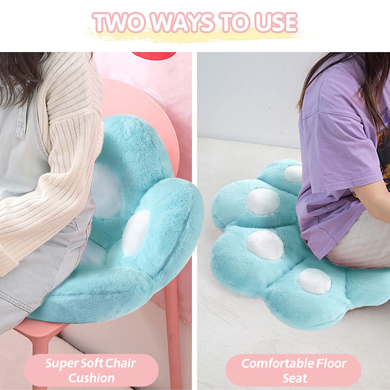 Ditucu Cat Paw Cushion Kawaii Chair Cushions 27.5 X 23.6 Inch Cute Stuff Seat Pad Comfy Lazy Sofa Office Floor Pillow For Gaming