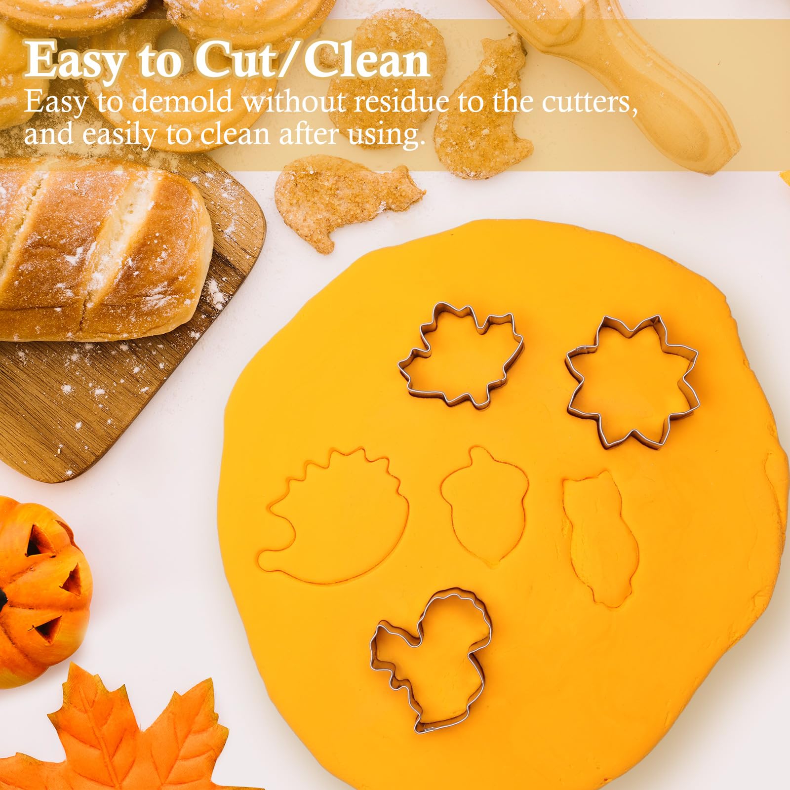 Mapvolut 14Pcs Thanksgiving Cookie Cutters, Food-Grade Stainless Steel Biscuit Cutters With Turkey Pumpkin Acorn Maple-Leaf, Eas