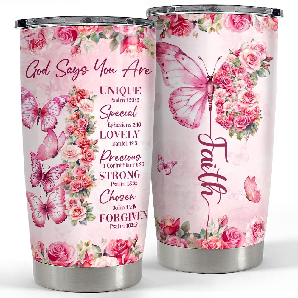 SANDJEST Inspirational Gifts for Women Gods Say You Are Tumbler 20oz Stainless Steel Insulated Coffee Travel Cup Mug Motivationa