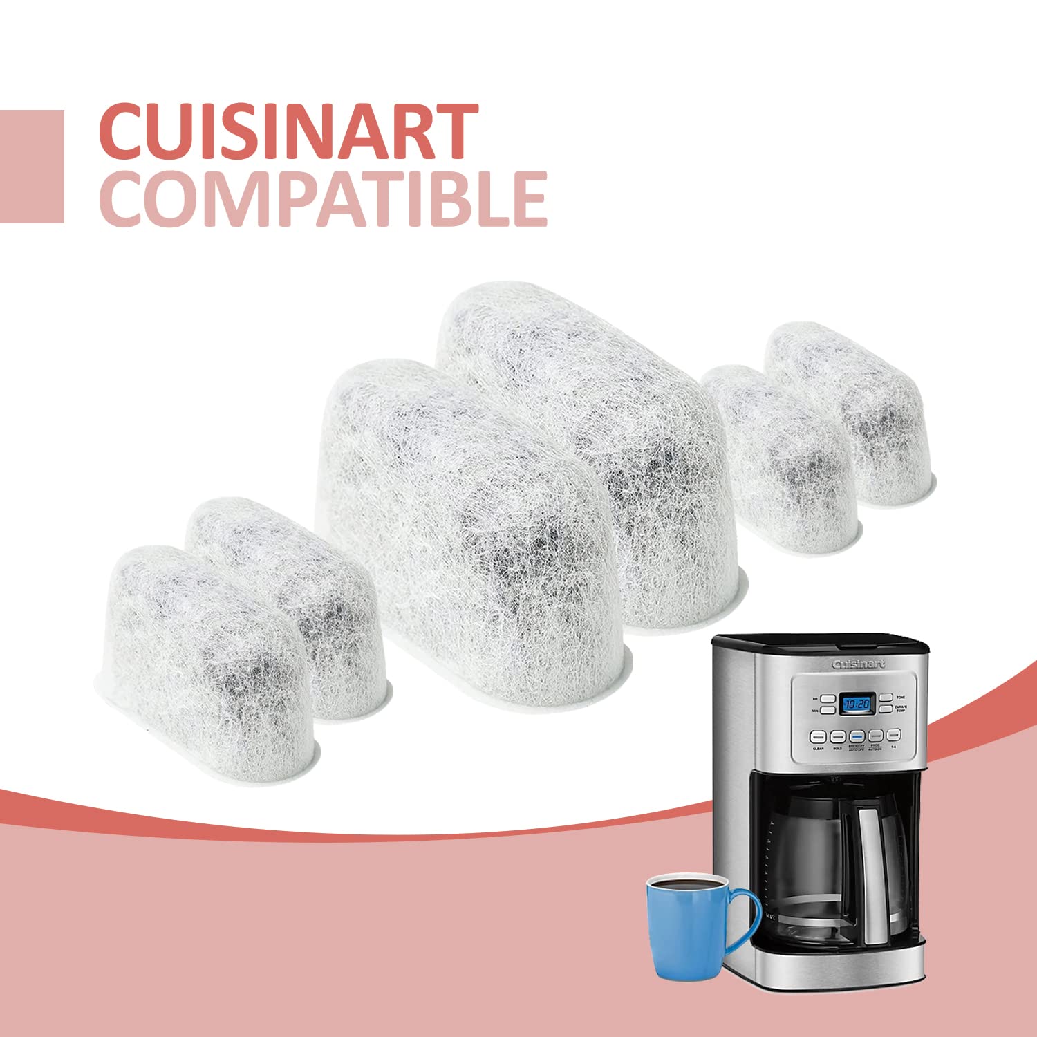 Pack Of 6 Replacement Charcoal Water Filters For All Cuisinart Coffee Machines - Cuisinart Compatible (Not Keurig) Filters Fit B