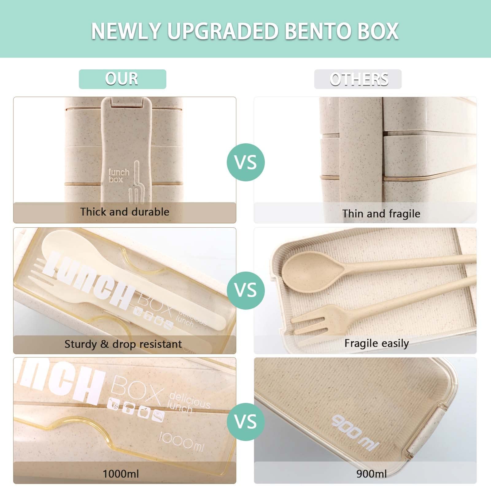 Meltset M 35Pcs Bento Box Japanese Lunch Box Kit Leakproof Bento Lunch Box For Kids Adults Wheat Straw 3 Layer Stackable Lunch C