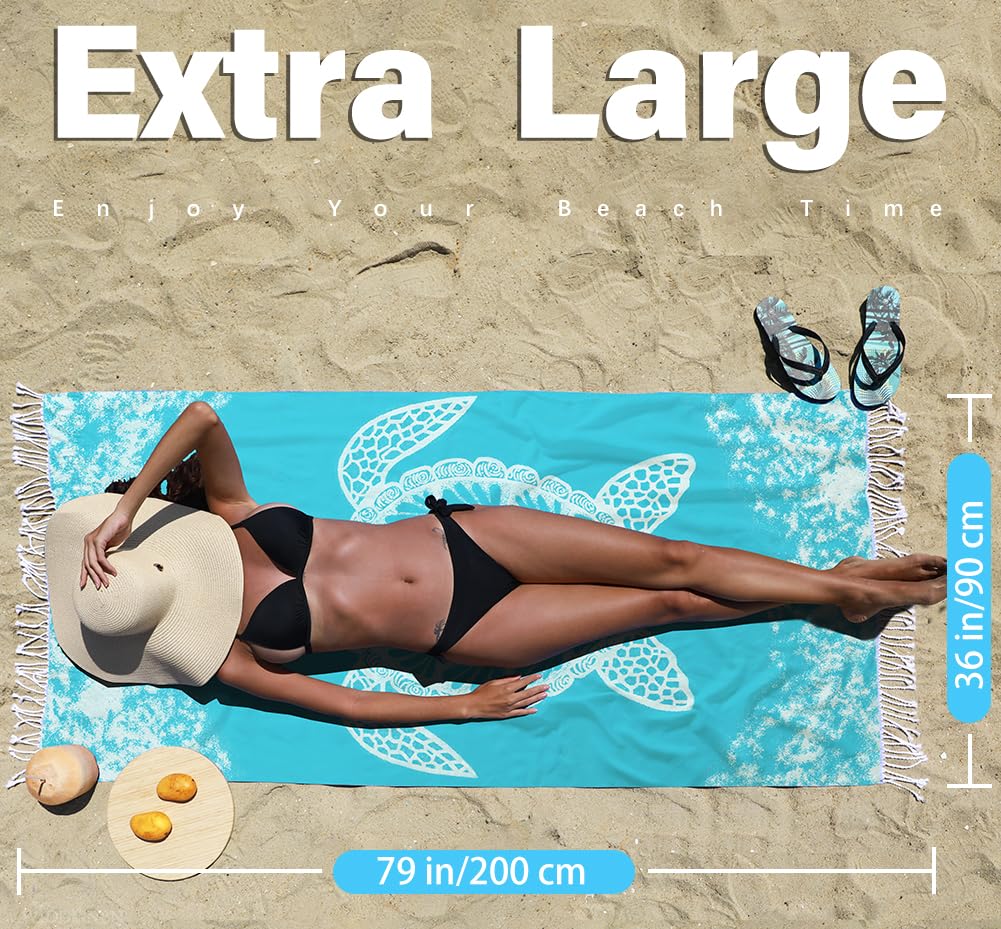 Widdonen Thin Turkish Beach Towel Quick Dry Absorbent Cotton Lightweight Bath Pool Towels Extra Large Oversized Sand Free Towel
