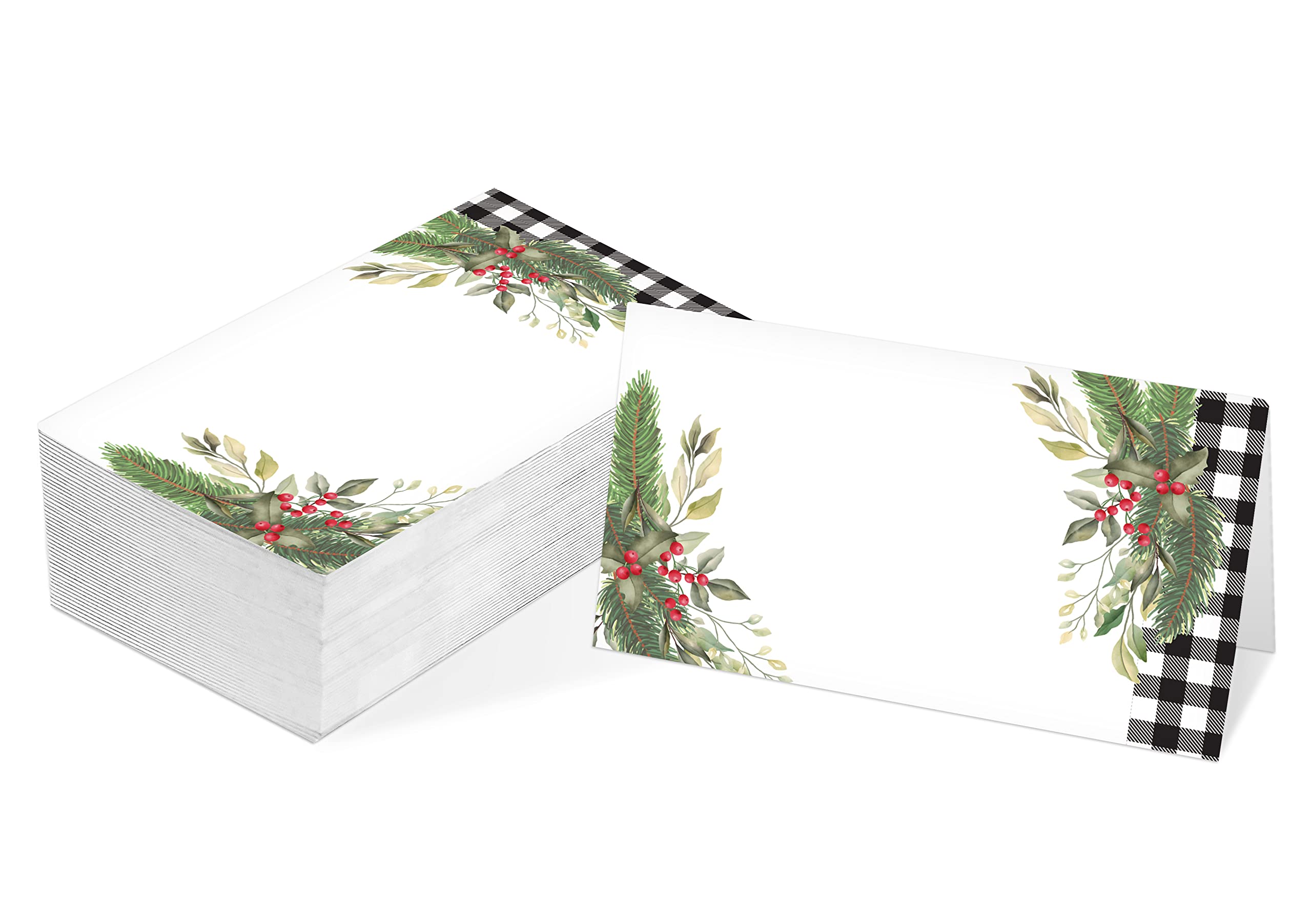 Table Place Card, Christmas Themed Tent Style Cards, Pack Of 25 Half-Fold Reception Place Card, Perfect For Christmas Party, Bir