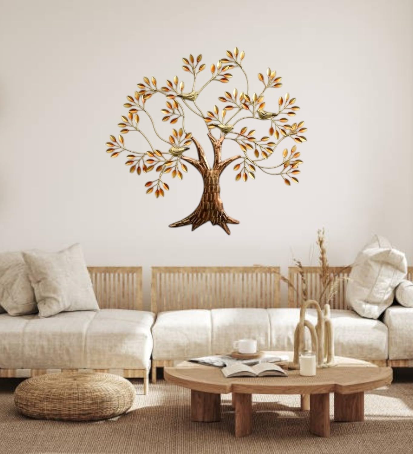 Vedas Multicolour Metal Dani Bird Tree Wall Decorative Hanging Wall Art Mounted Sculpture For Living Room Bedroom Dining Room Ha