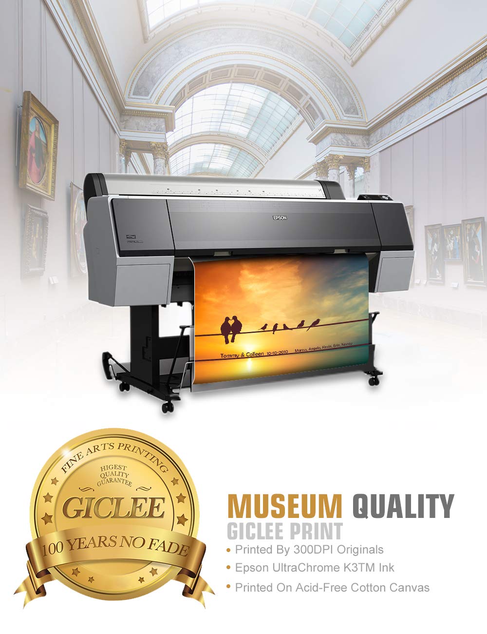 Ipic - We Are Family Personalized Artwork With Names, Customized Gift For Anniversary, Giclee Canvas Wall Art. 24X16