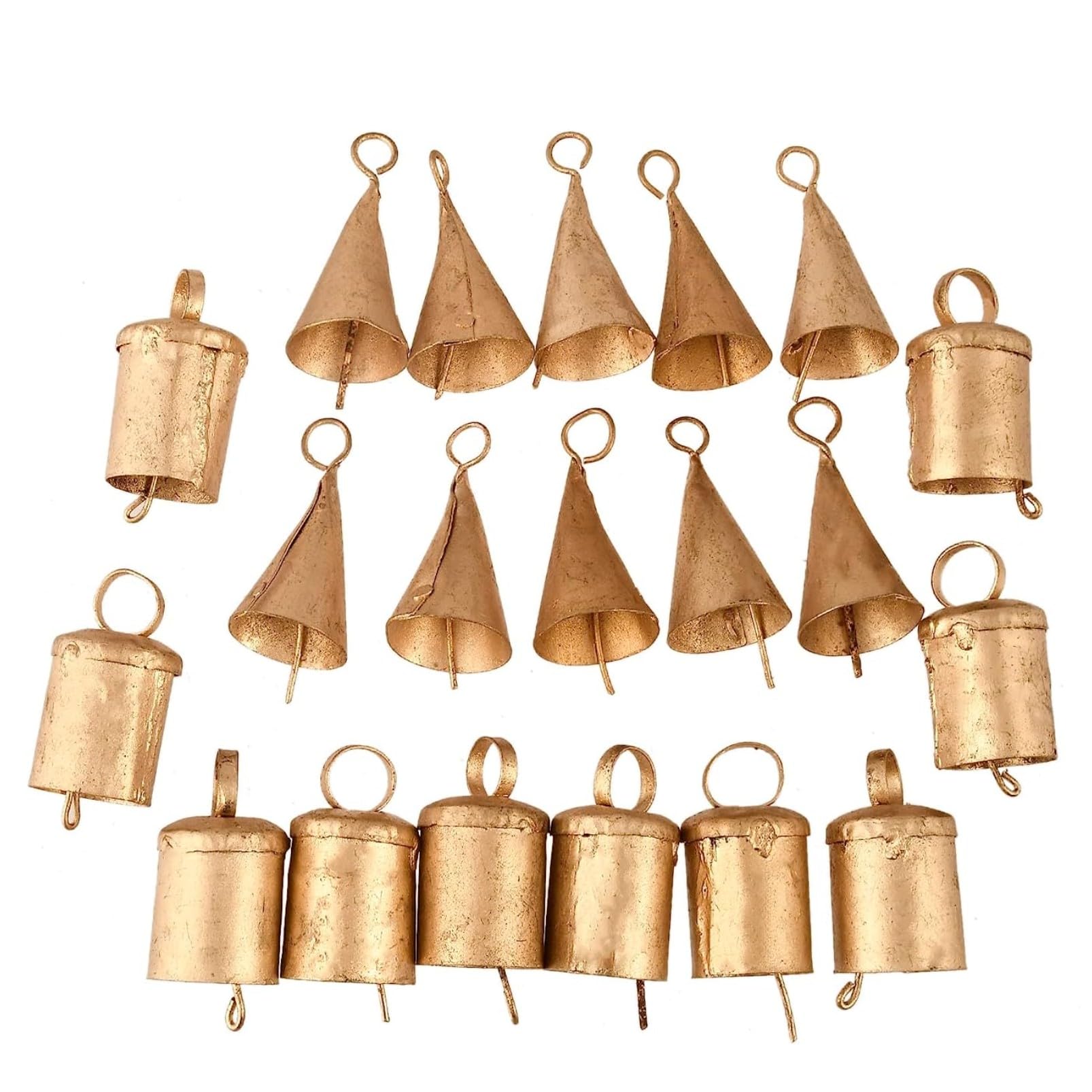 Set of 20 Christmas Bells for Decoration - Small Jingle Bells, Witch Bells, and Indian Tin Bells for Rustic Chimes and Christmas