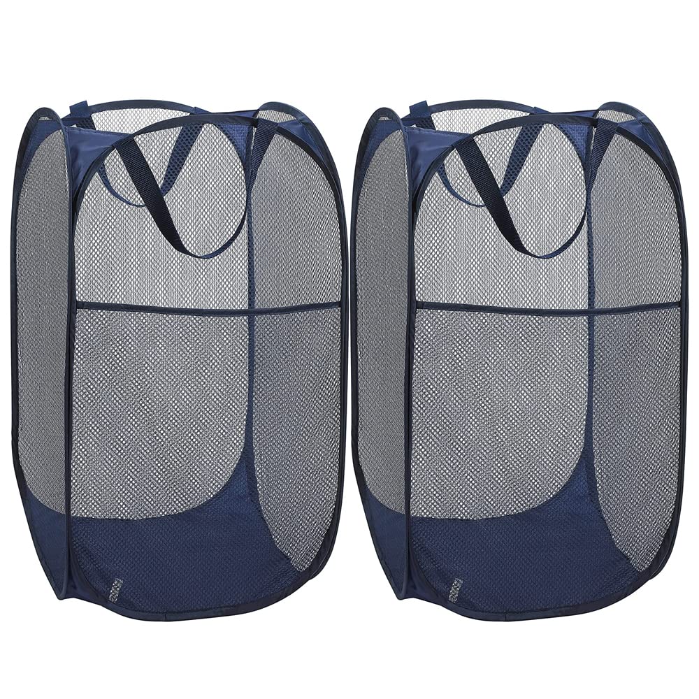 Battoo Deluxe Strong Mesh Pop Up Laundry Hamper Basket With Side Pocket Foldable Hamper For Laundry Room, Bathroom, Kids Room, C