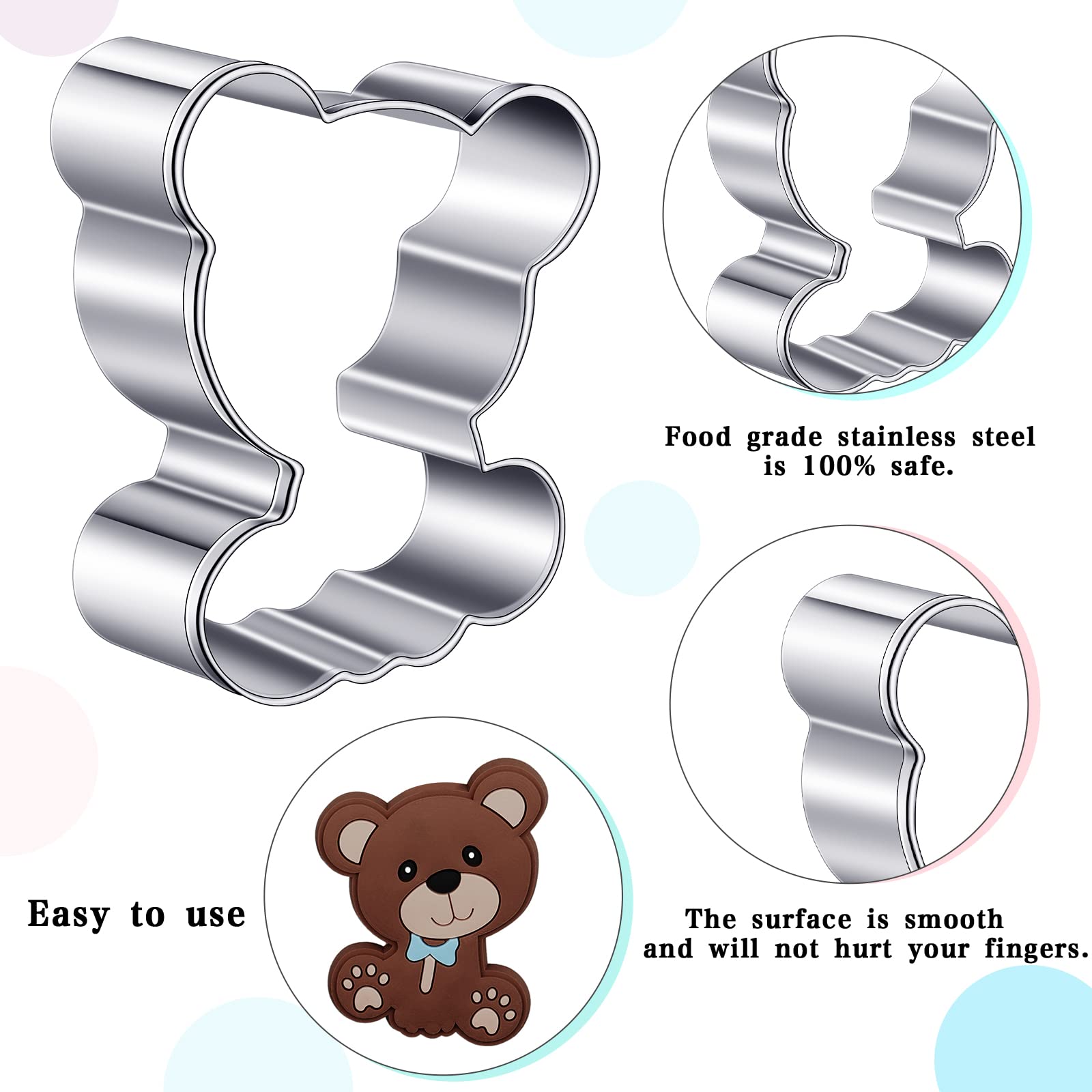 8 Pieces Cute Bear Cookie Cutters Baby Shower Vintage Cookie Cutter Bear Cookie Mould For Home Kitchen Baking Biscuit Bear Baby