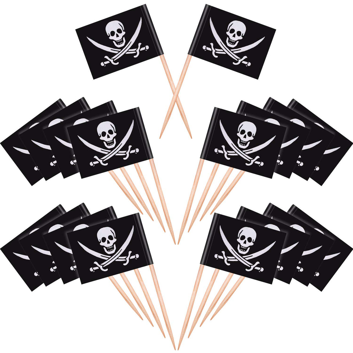 Blulu 100 Pieces Pirate Cocktail Toothpicks Flags Cake Toppers For Food, Appetizer, Cocktail, Cupcake Decoration For Kids Hallow
