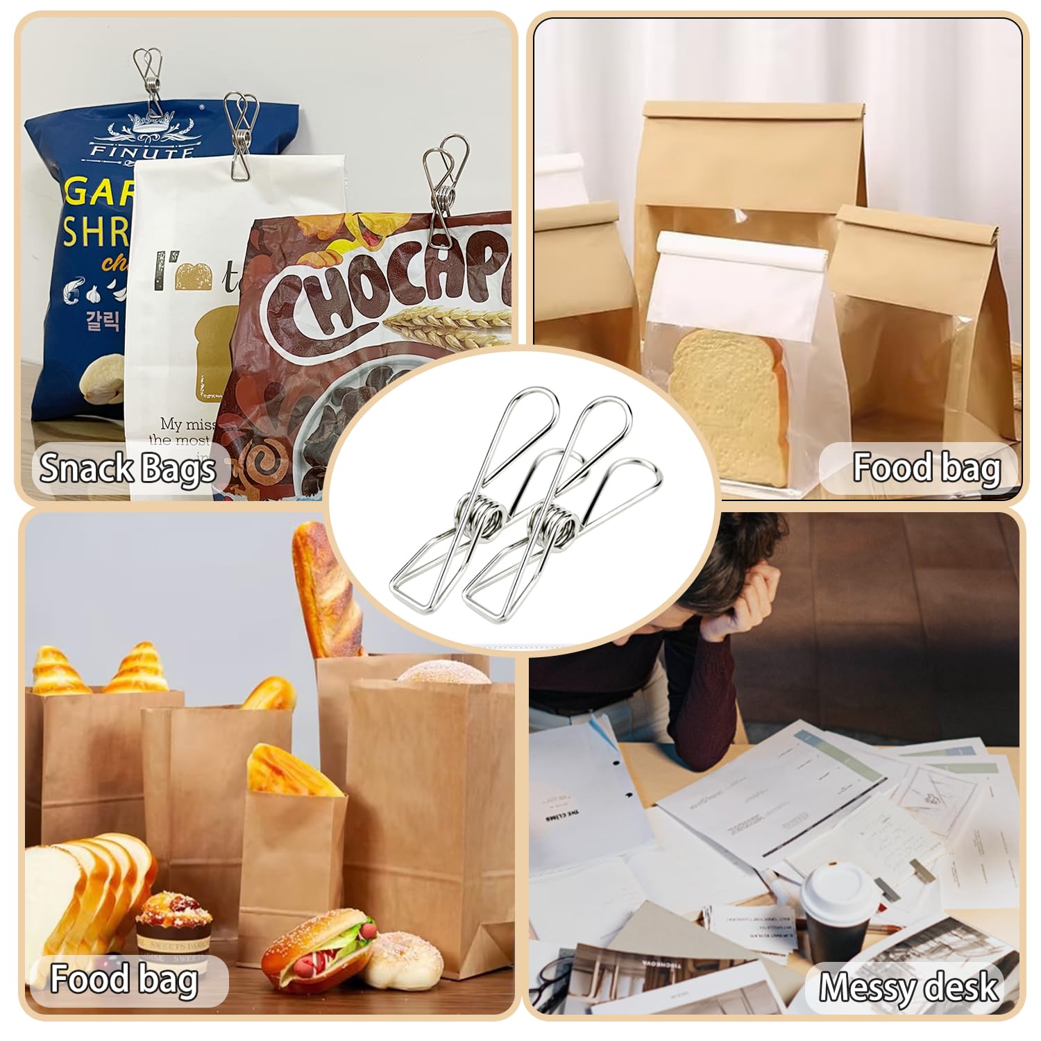 Bonycust Laundry Clothes Pins Clips 50 Pack, Stainless Steel Heavy Duty Laundry Peg Metal Clip Clothespins For Hanging, Outdoor