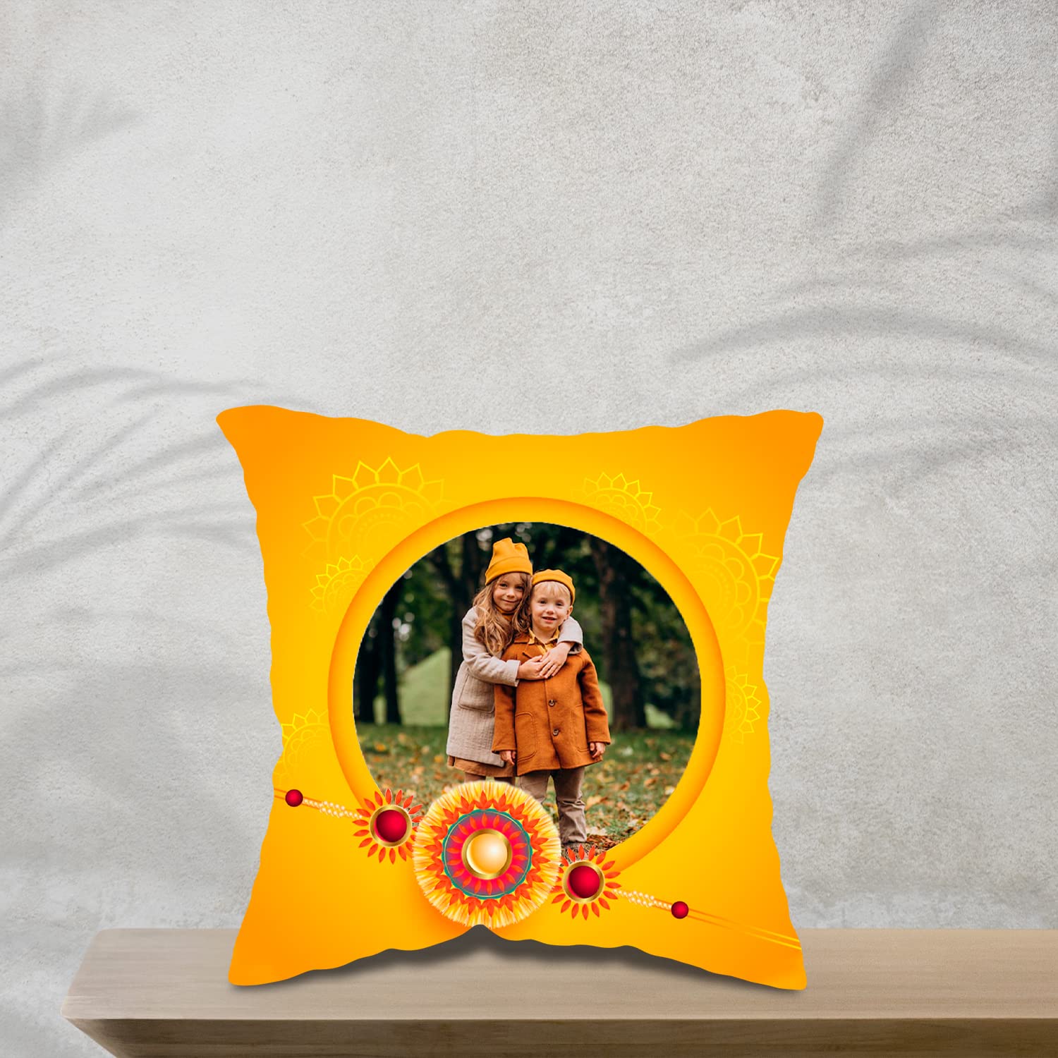 GiftoKing Customized Cushion for Rakhi Gift, Best Gift for Rakshabandhan, Multicolour (Pattern 9, 12X12)