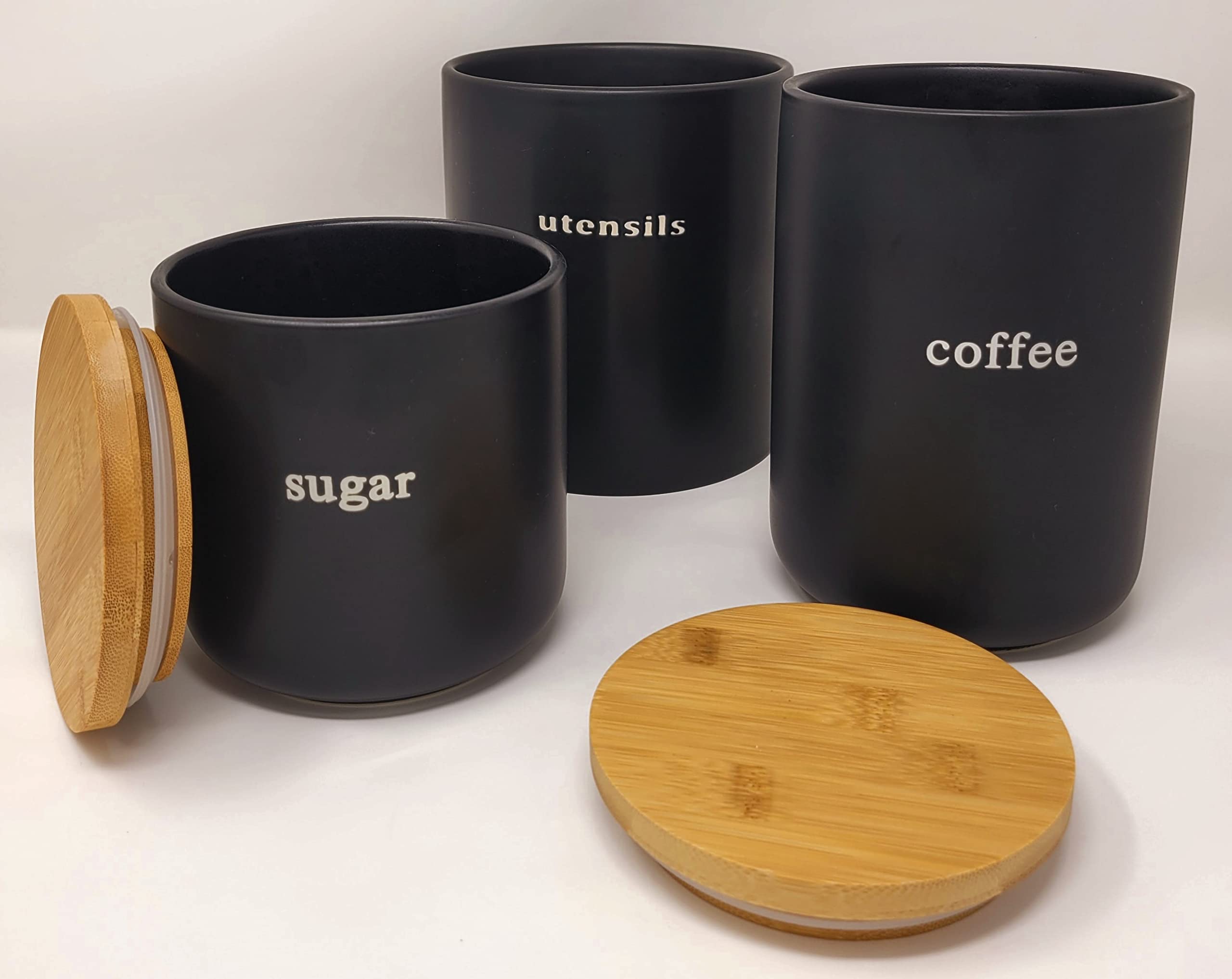 Signature Housewares Coffee Canister With Lid, Black