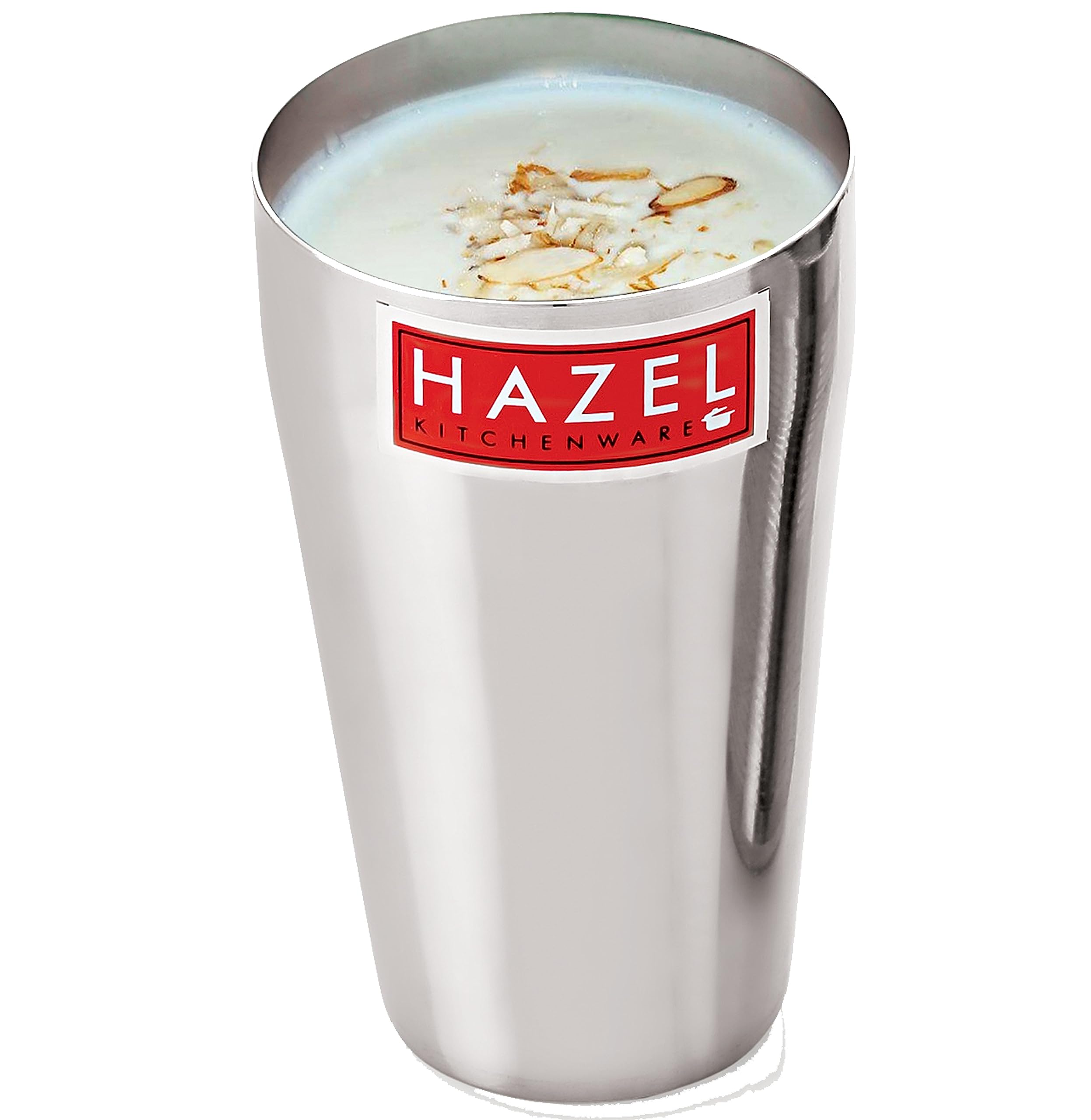 Hazel Stainless Steel Plain Traditional Jumbo Water Lassi Glass Set Of 2, 750 Ml Each