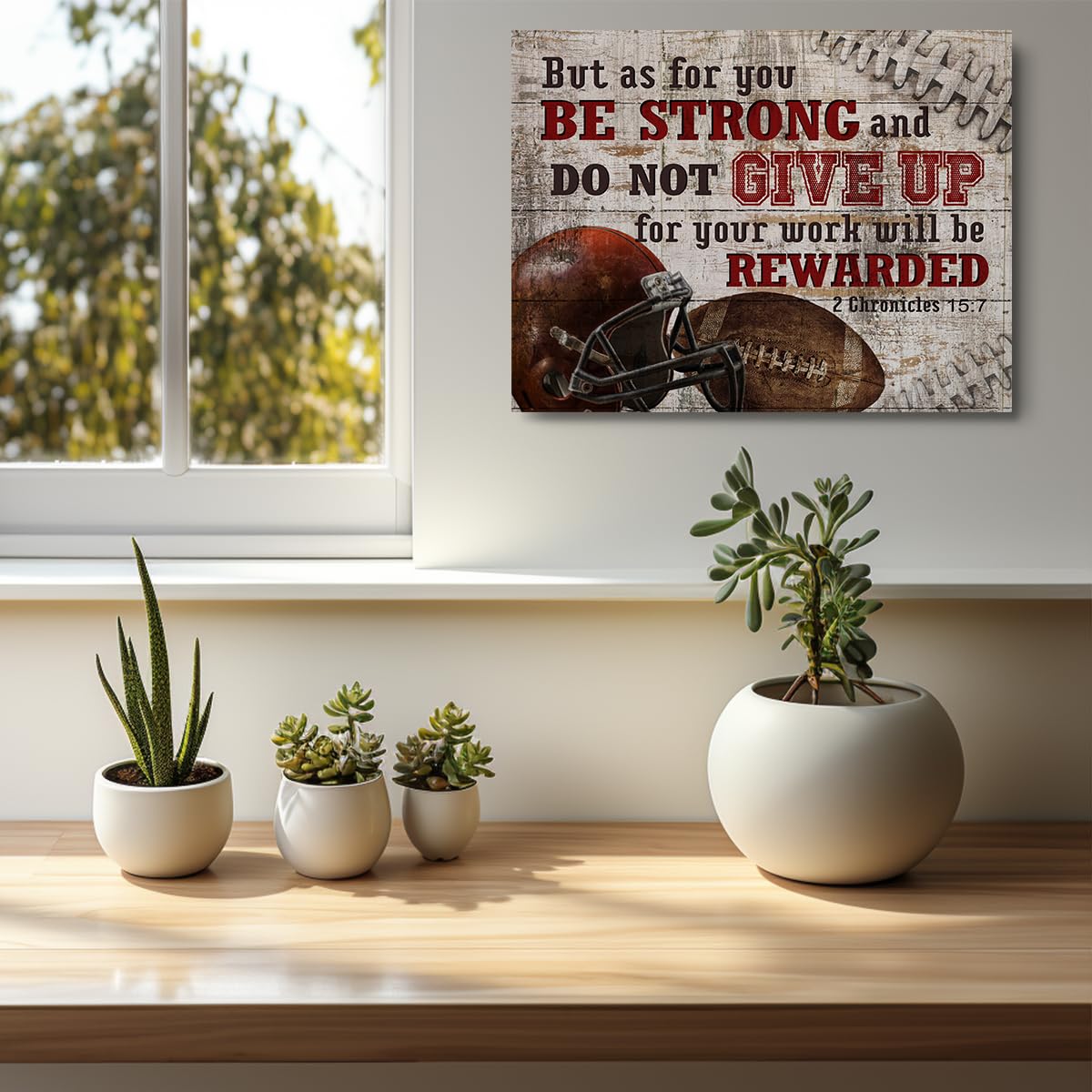 Football Gifts Stuff Religious Football Canvas Wall Art Wall Decor Inspirational Boys Men Room Rustic Framed Posters Art Prints