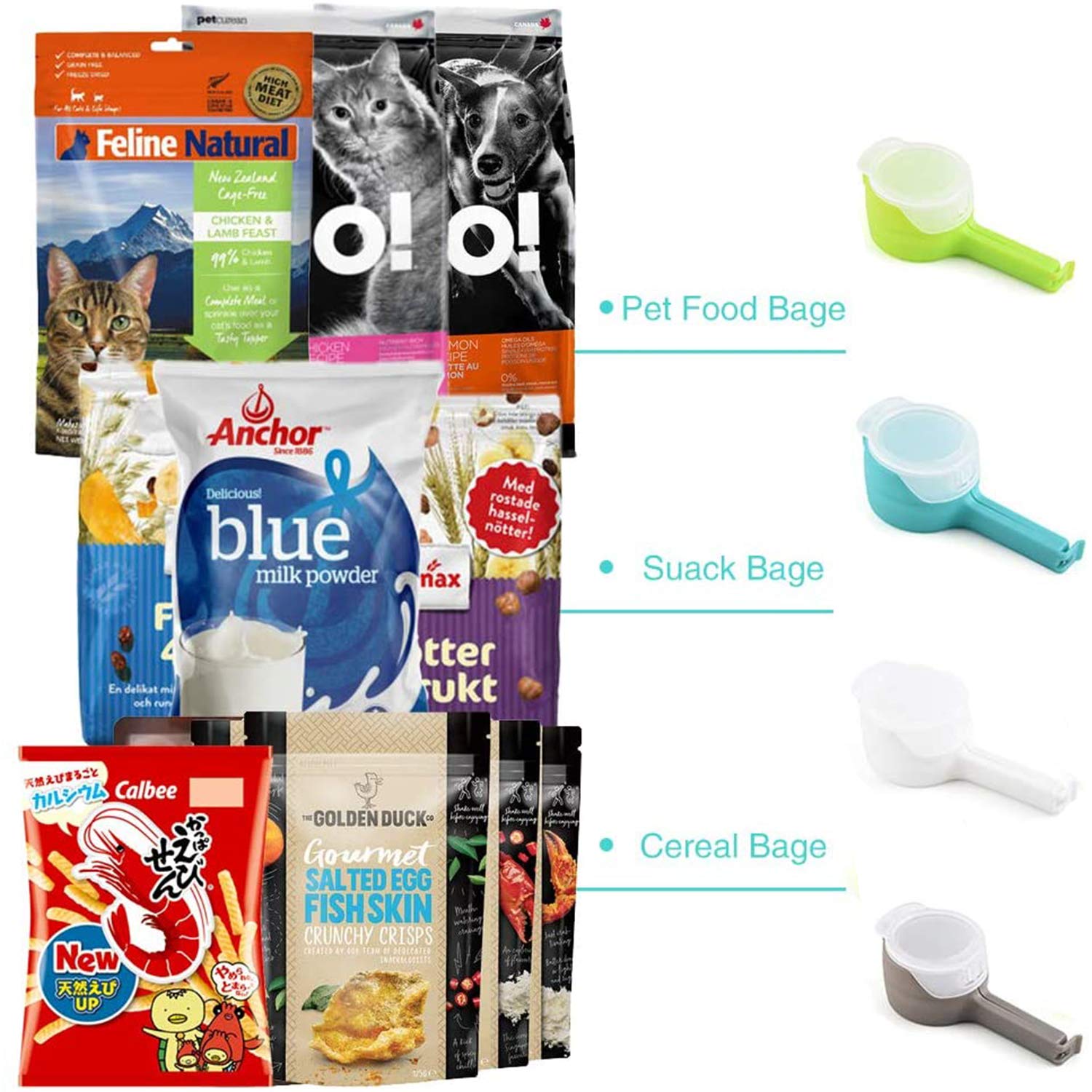 Food Storage Sealing Clips With Pouring Spouts, Bag Clips For Food, Kitchen, Chip Bag Clips, Plastic Cap Food Clips, Great For O