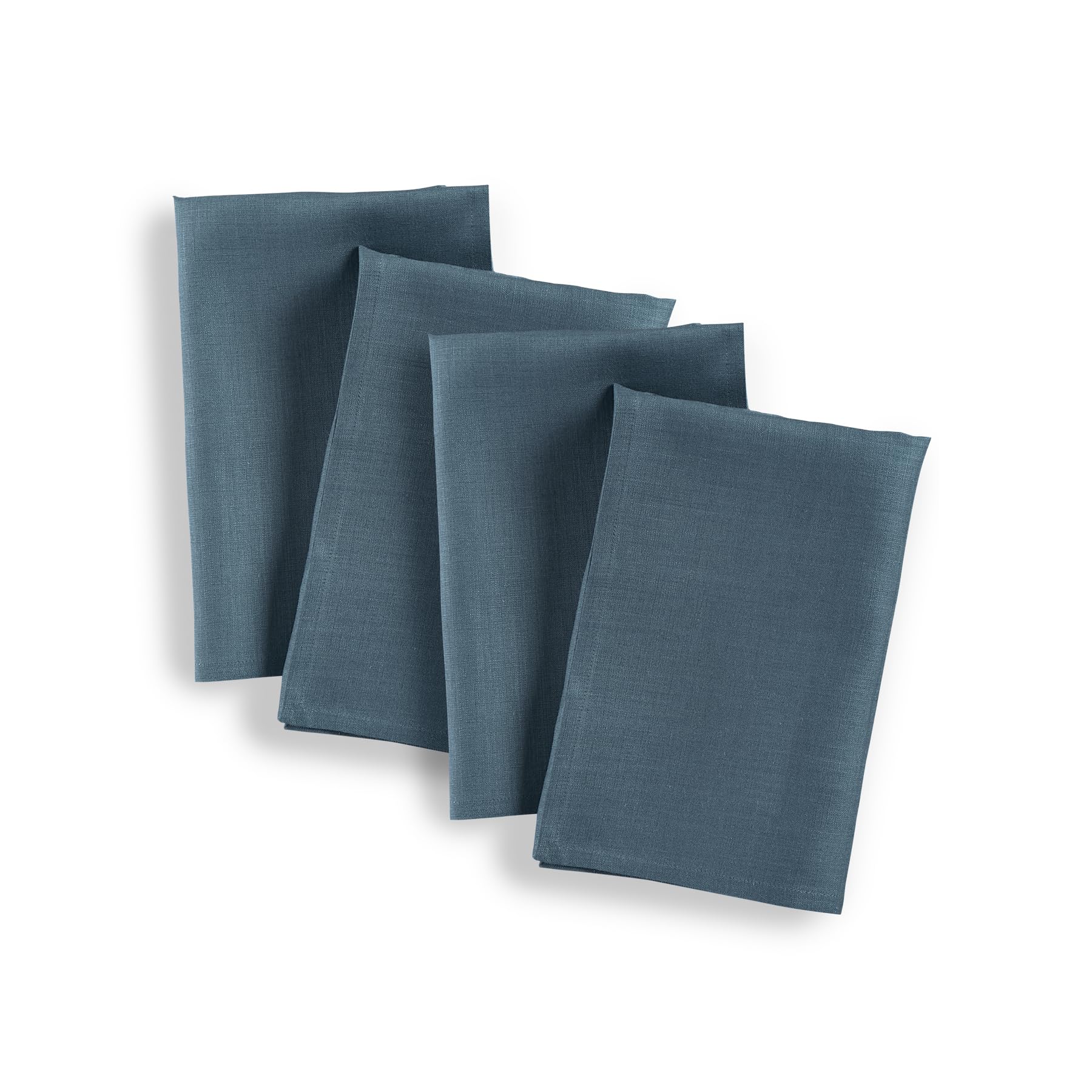 Solino Home Linen Dinner Napkins 20 X 20 Inch - 100% Pure Linen Peacock Blue Cloth Napkins Set Of 4 - Fete, Handcrafted And Mach