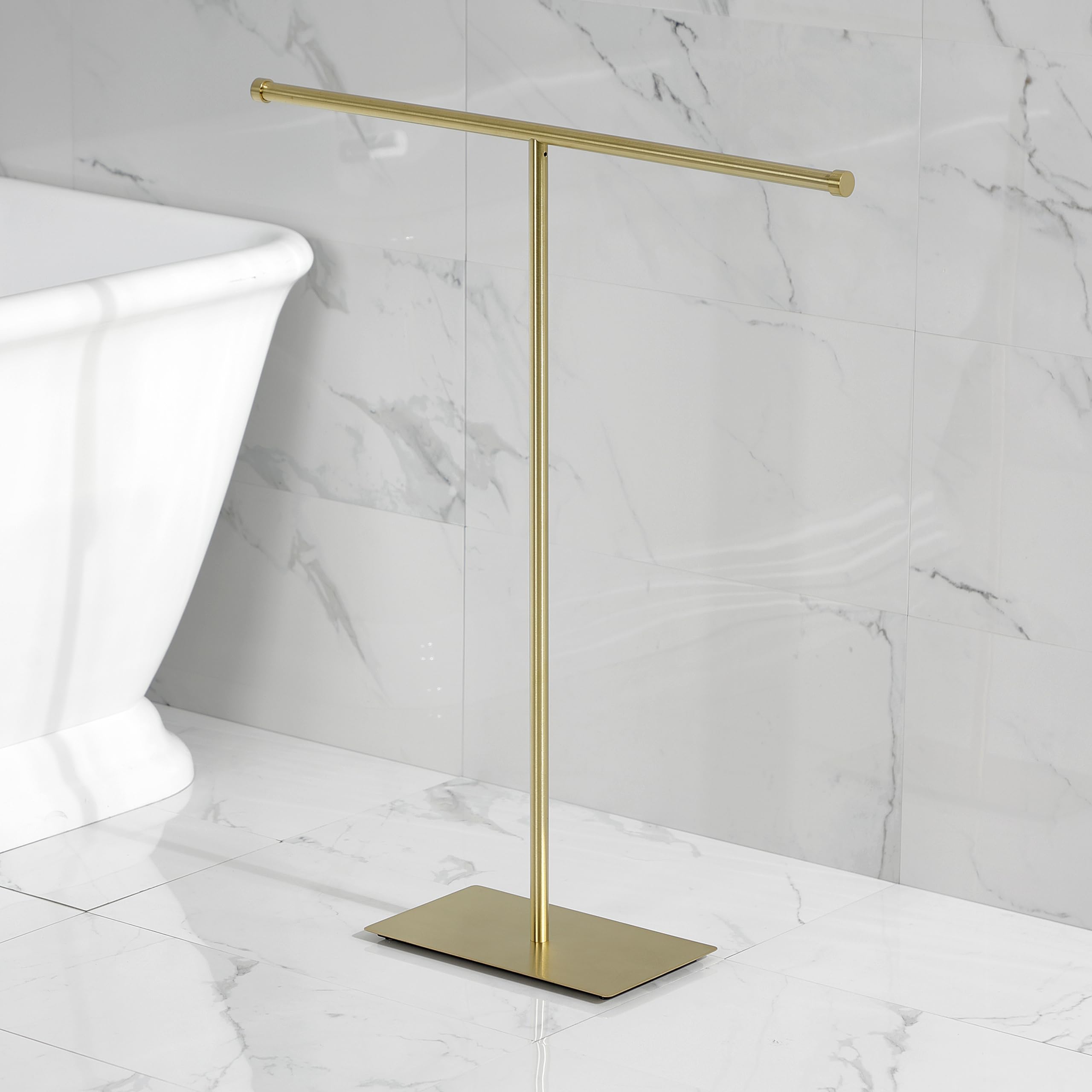 Kingston Brass Cc8207 Claremont Freestanding T-Shape Towel Rack, Brushed Brass