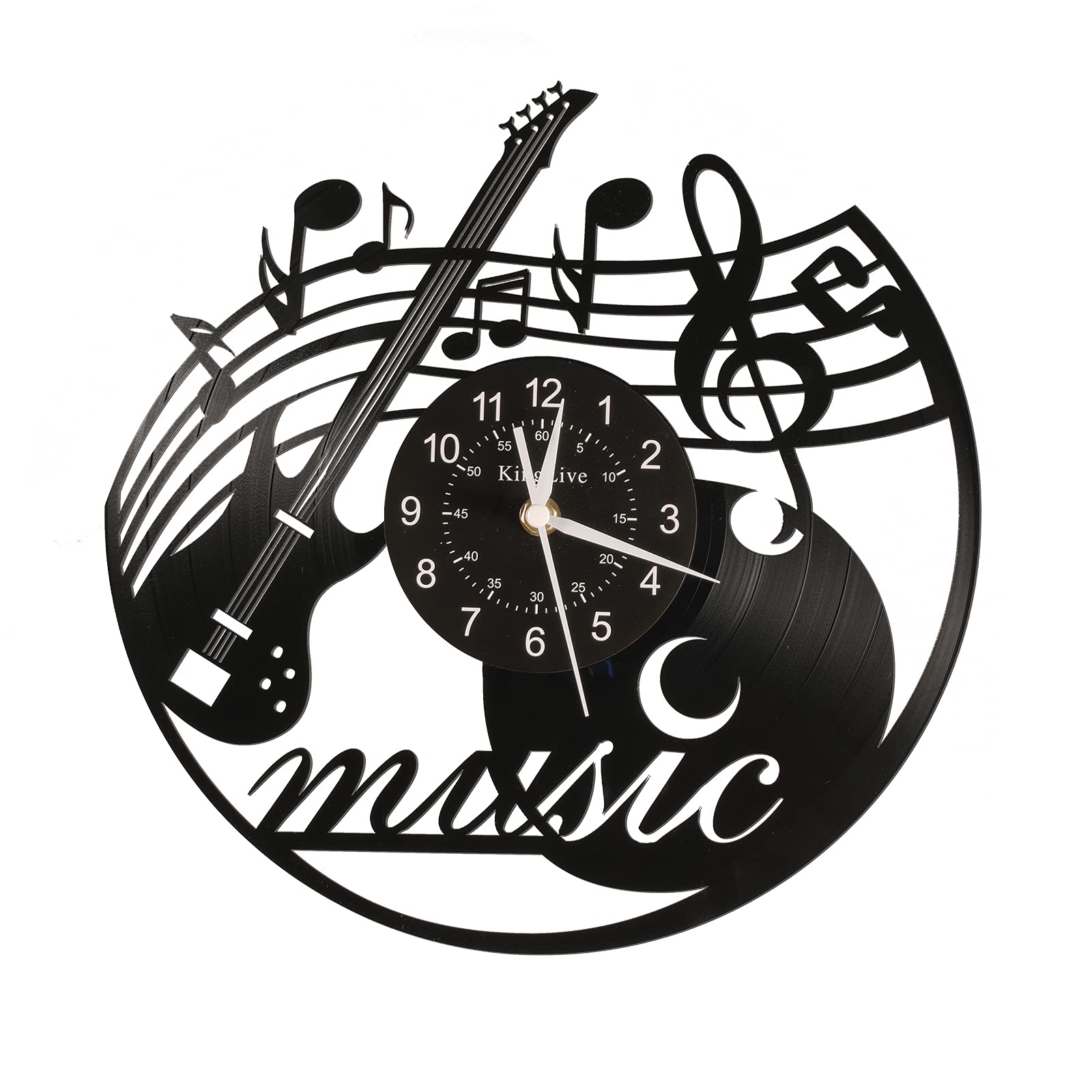 KingLive Music Vinyl Record Wall Clock, Music Room Decoration, Music Theme Wall Clock. (Music A)