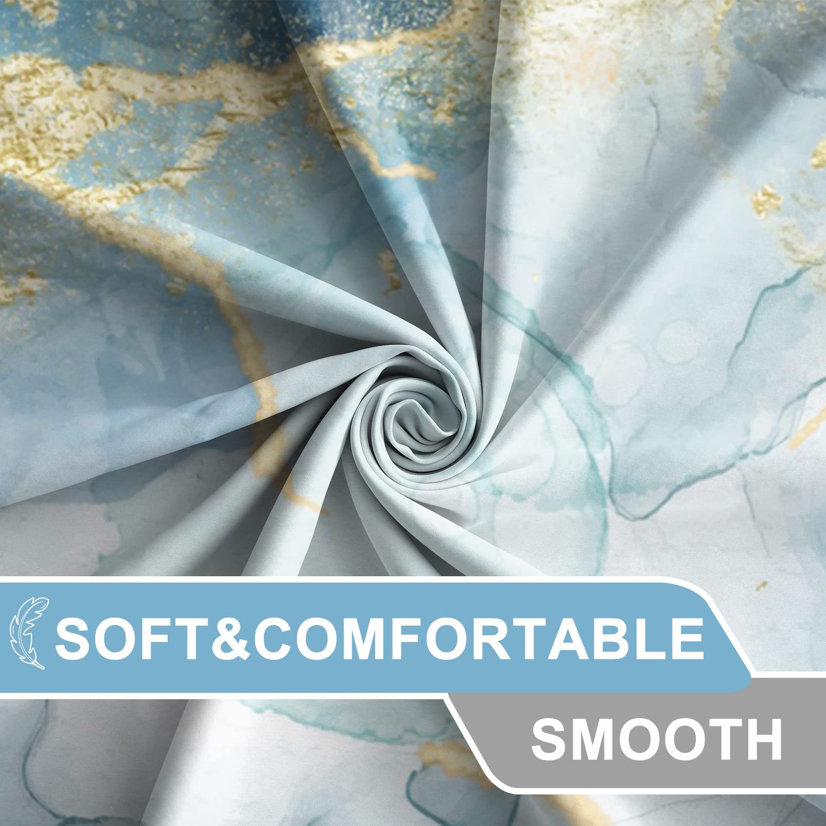 Awert Teal Marble Shower Curtain For Bathroom Waterproof Quick-Drying Modern Abstract Shower Curtain Set With Hooks 72X72 Inch