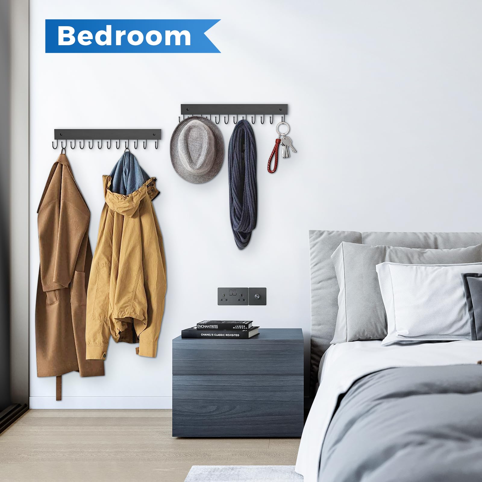 Belt Hanger Wall Mounted, Wooden Belt Organizer Max 12 Storage Capacity, 180 Rotating Space Saving Hangers For Ties, Tank Tops,