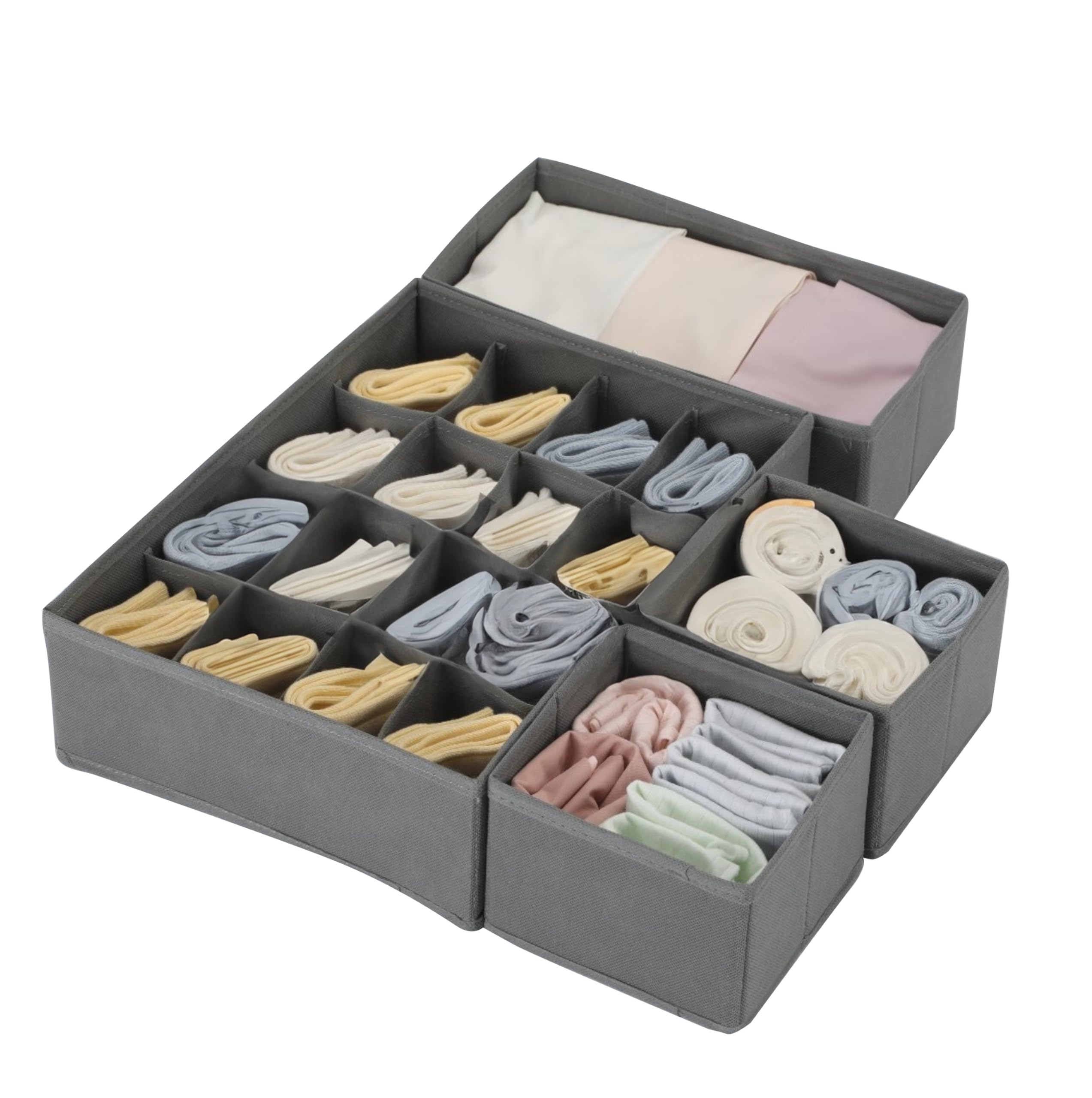 House Of Quirk Fabric Utensils Storage Box Set Of 4 Closet Dresser Drawer Organizer Cube Basket Bins With Drawers For Underwear,