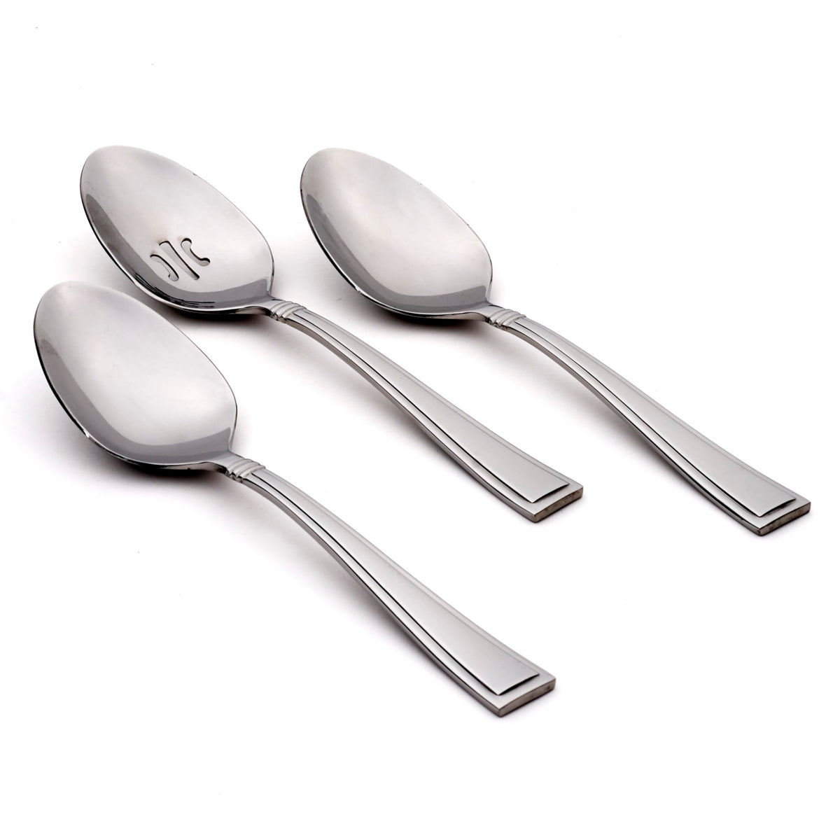 Oneida Butler Everyday Flatware Serving Spoons 18/0 Stainless Steel, Set Of 3, Silverware Set