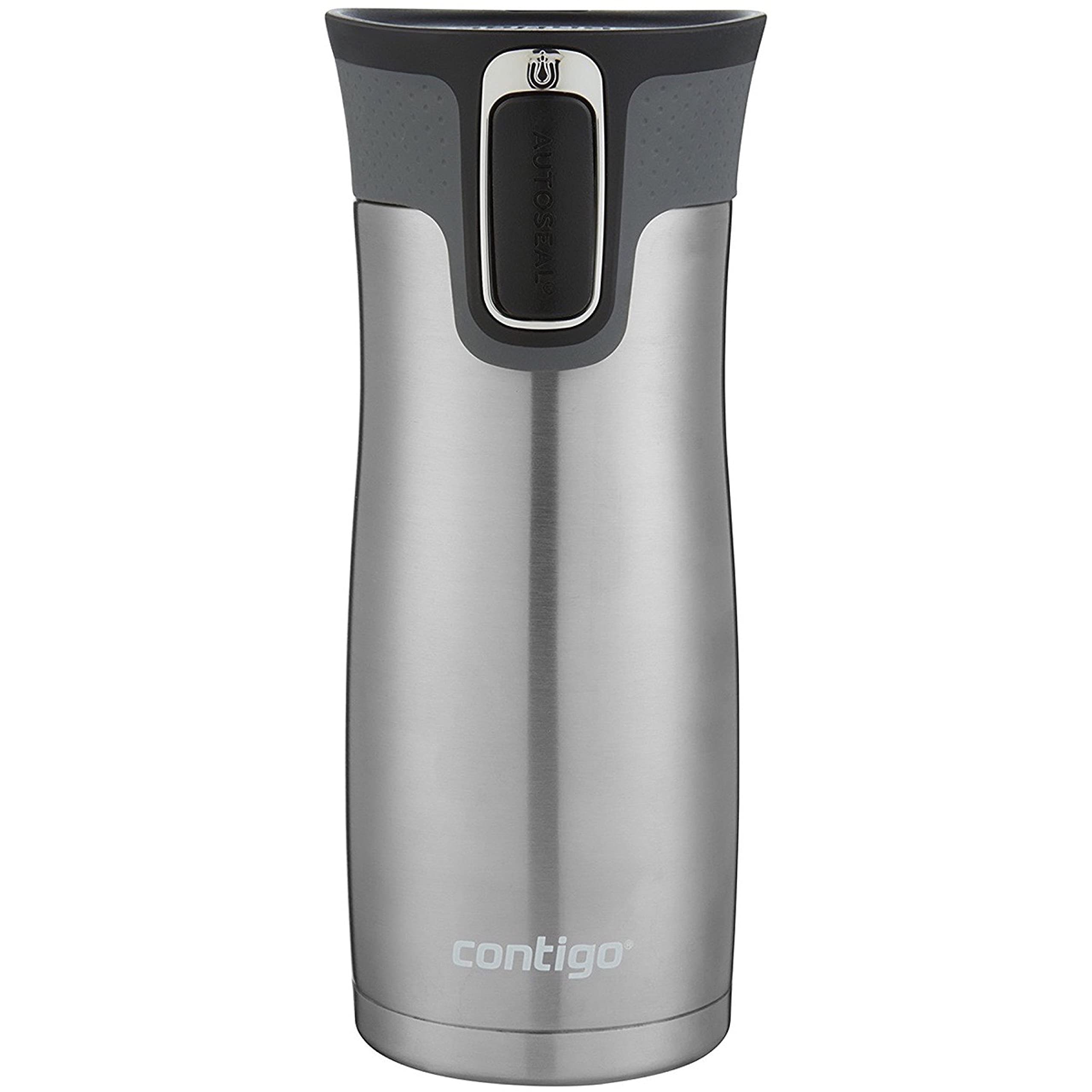 Contigo Autoseal West Loop Vacuum-Insulated Stainless Steel Travel Mugs With Easy-Clean Lid, 16Oz., Very Berry & Stainless Steel