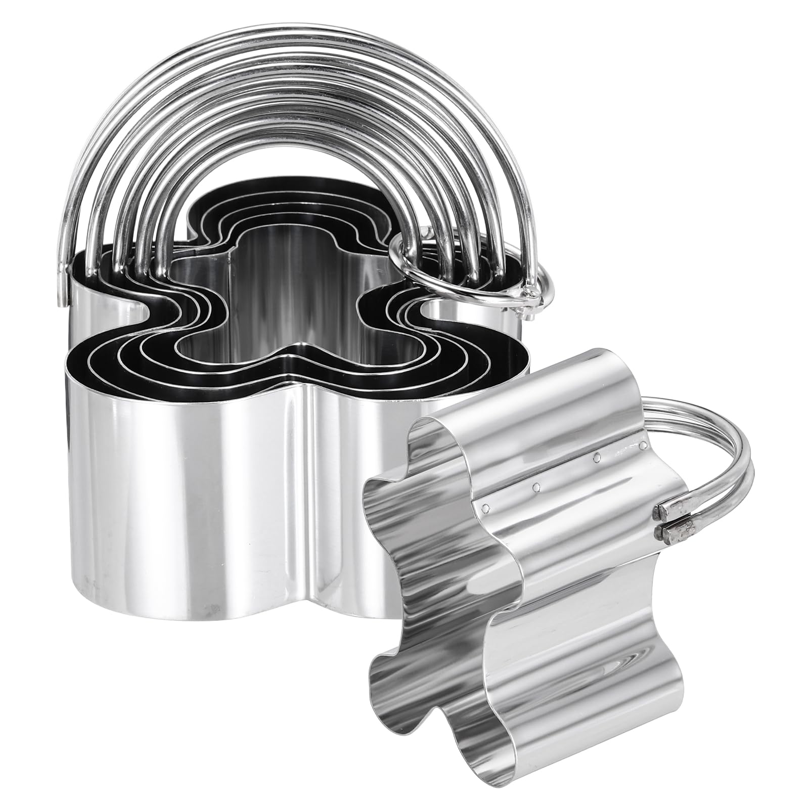 HARFINGTON 5 Pieces Gingerbread Man Biscuit Cutter Set Stainless Steel Cookies Dough Cutter Tool with Handle for Kitchen Baking 