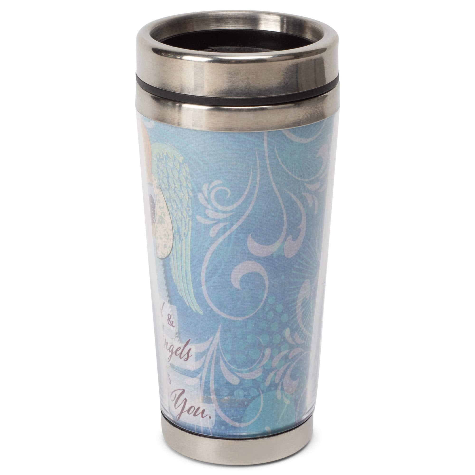 God And Angels Protect You 16 Oz Stainless Steel Travel Mug With Lid