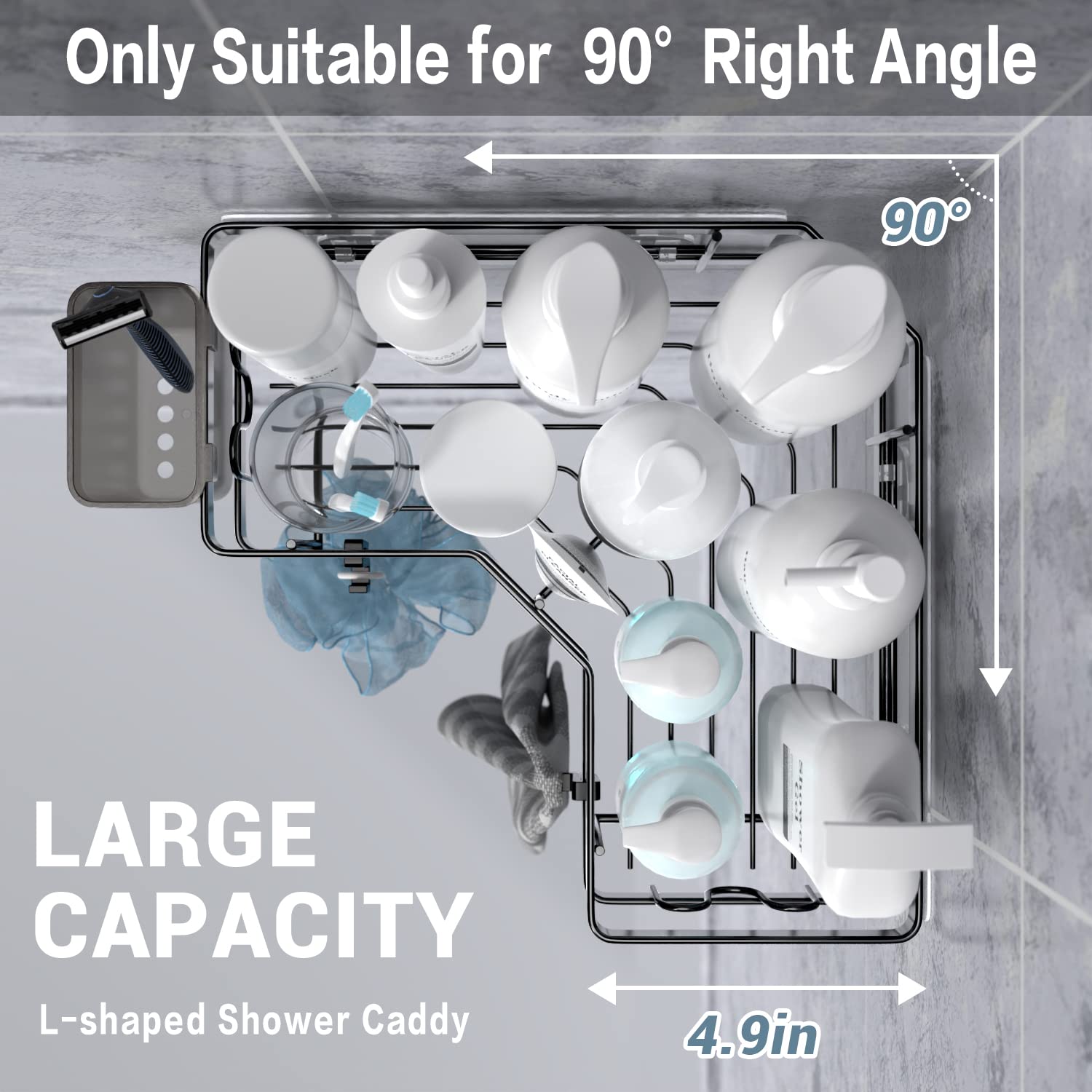 Aktecke Corner Shower Caddy, 2 Pack Adhesive Shower Corner Organizer Shelves, No Drilling Stainless Steel Shower Storage Rack Wi