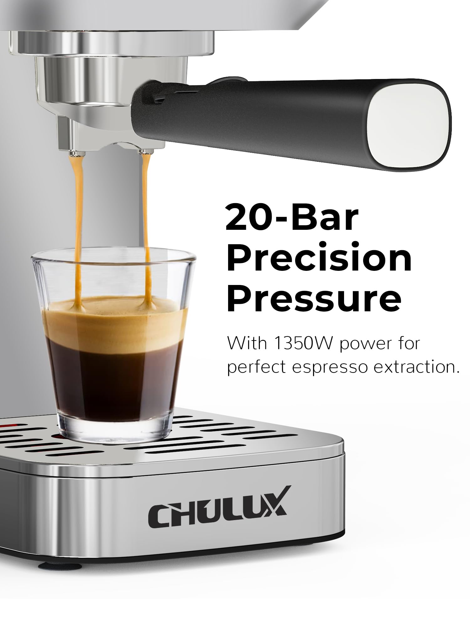Chulux Kom-Pro Espresso Machine 20 Bar, Semi Automatic Stainless Steel Coffee Machine For Home Latte Cappuccino Espresso Maker,