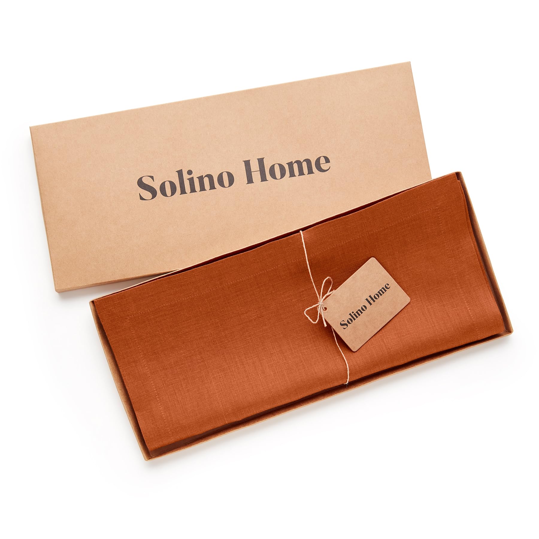 Solino Home Linen Cinnamon Table Runner 36 Inch - Fete, 100% Pure Linen Short Table Runner 14 X 36 Inch Ideal For Dresser And Co