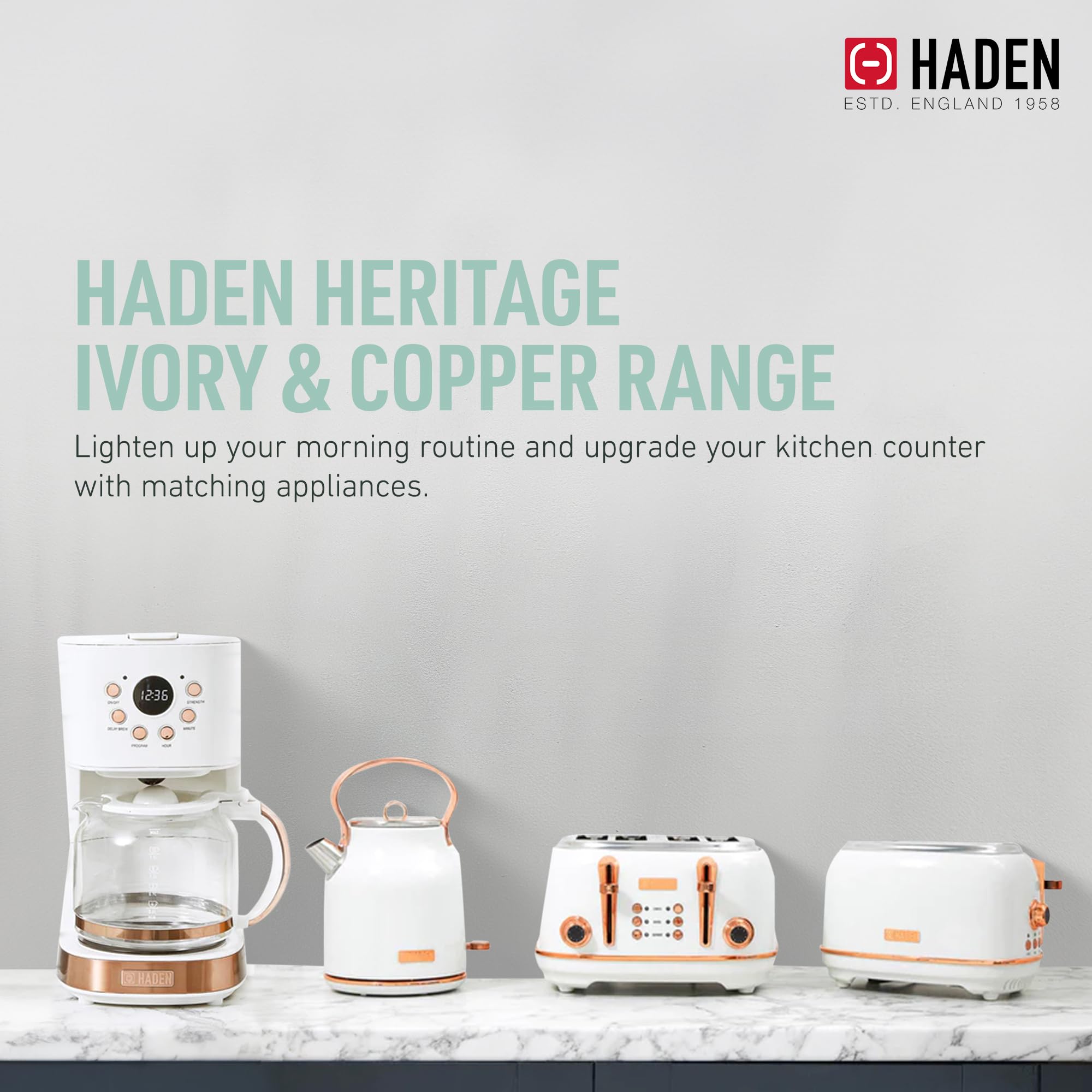 Haden 75089 Heritage 17 Liter Stainless Steel Body Countertop Retro Electric Kettle With Auto Shutoff & Dry Boil Protection (Ivo