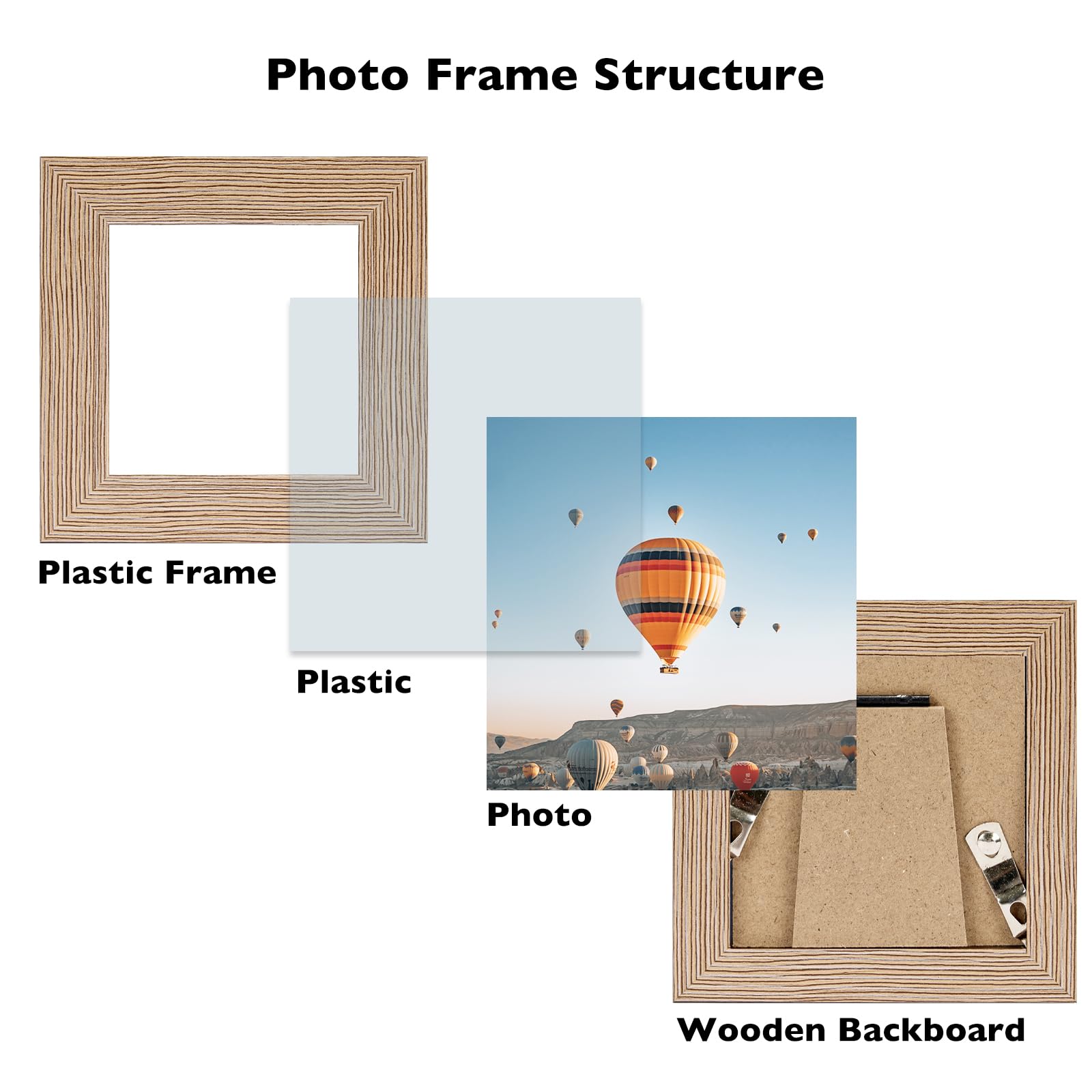 JCJMY 3x3 Picture Frame for Tabletop, 3 x 3 Square Photo Frame with Shatter Resistant Plexiglass, Sturdy 3 by 3 Poster Frame, Ru