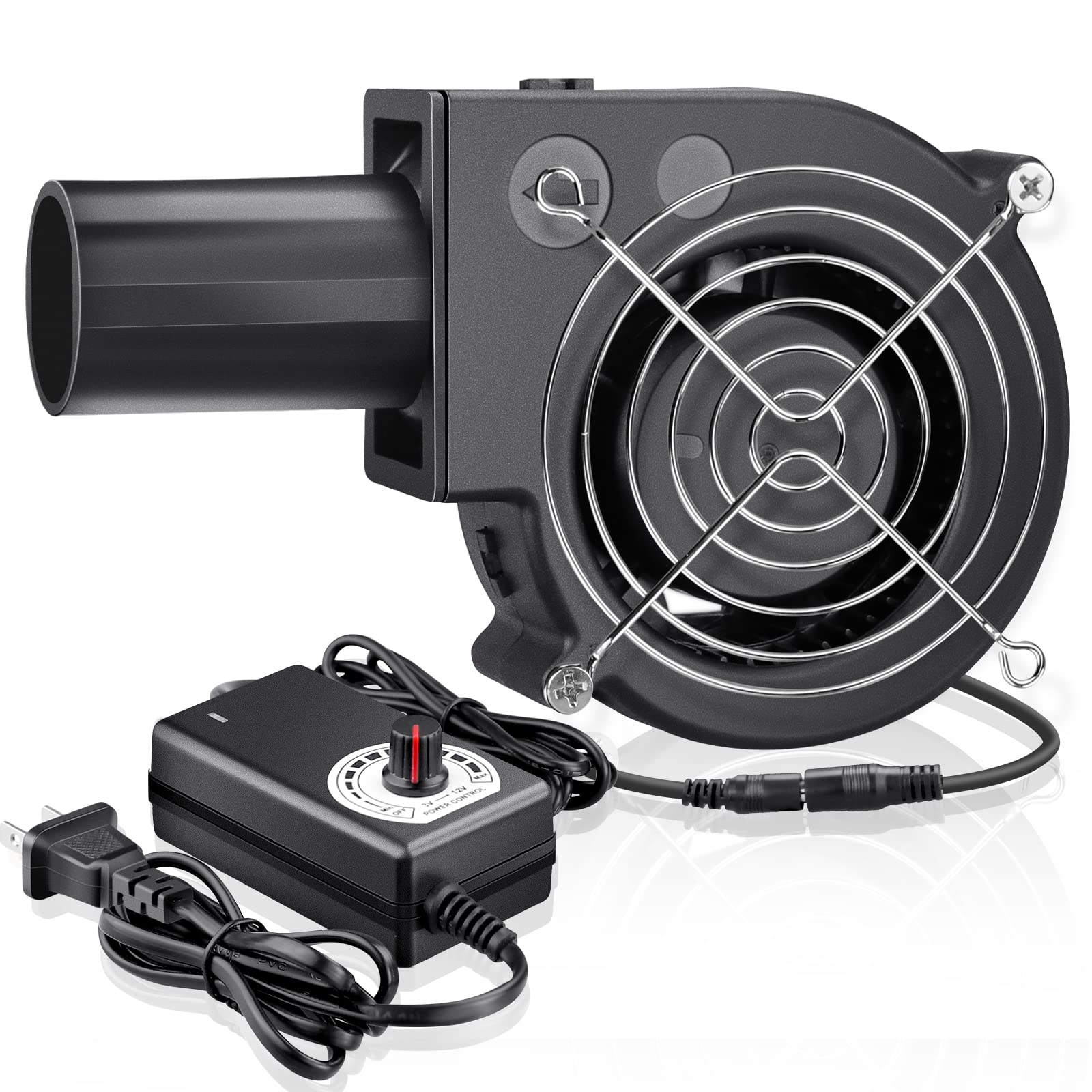 Wderair 97Mm X 33Mm Bbq Blower Fan 12V With 120V - 240V Ac Plug Variable Speed Controller Centrifugal For Outdoor Barbecues Fire