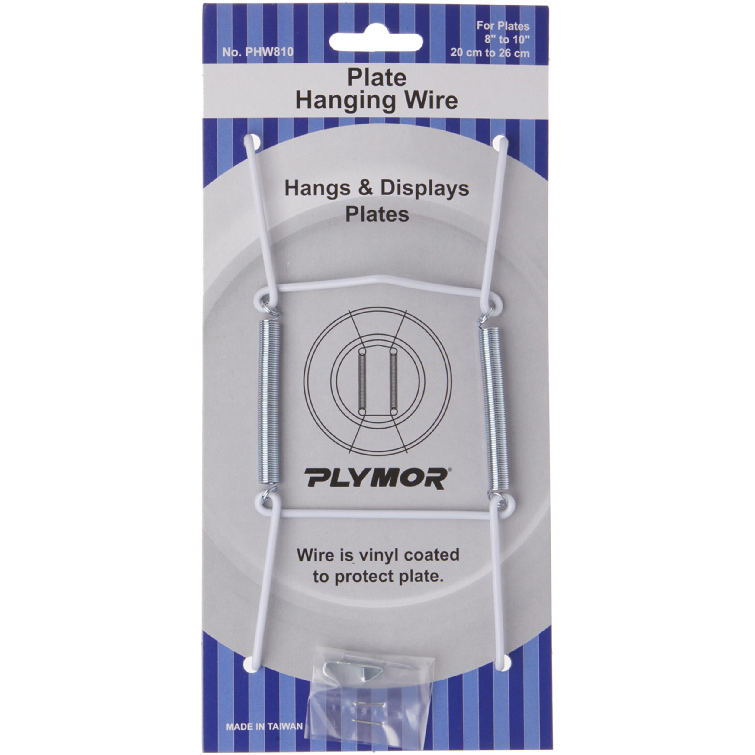 Plymor White Vinyl Finish Mountable Plate Hanger, 6.125'' H X 3'' W X 0.5'' D (For Plates 8'' - 10''), Pack Of 2