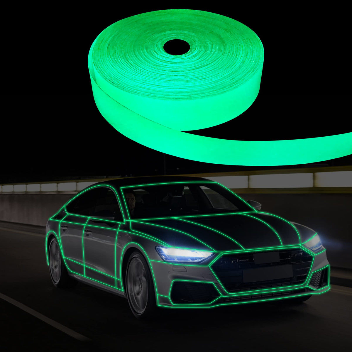 Tomall 32.8Ft Glow In The Dark Tape Stickers Night Safety Luminous Decals Accessories Diy For Car Truck Bike Motorcycle Safety E