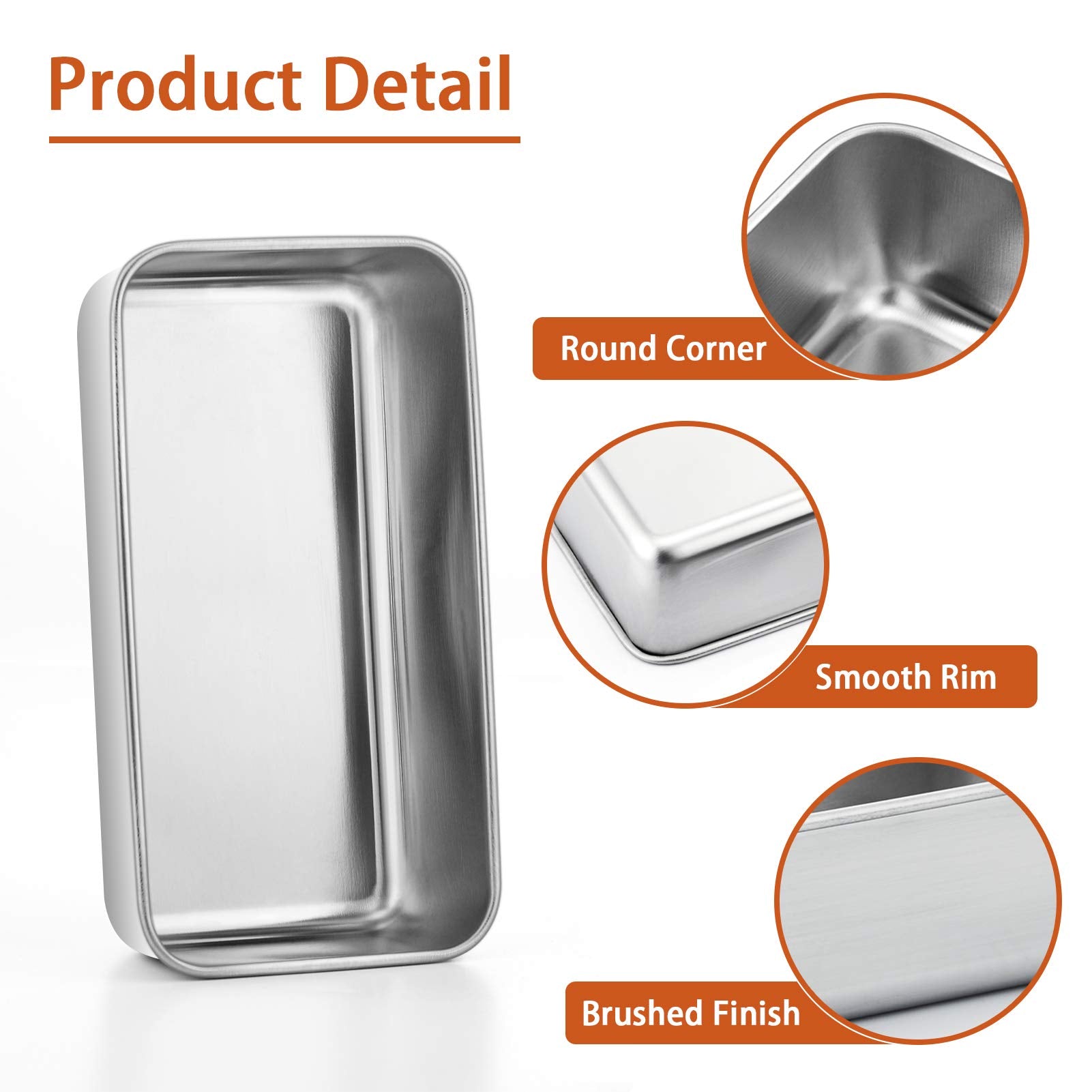 P&P Chef Loaf Pan Set Of 2, 9-Inch Bread Pans, Stainless Steel Loaf Toast Baking Pans For Bread Meatloaf Lasagna Cake, Healthy &