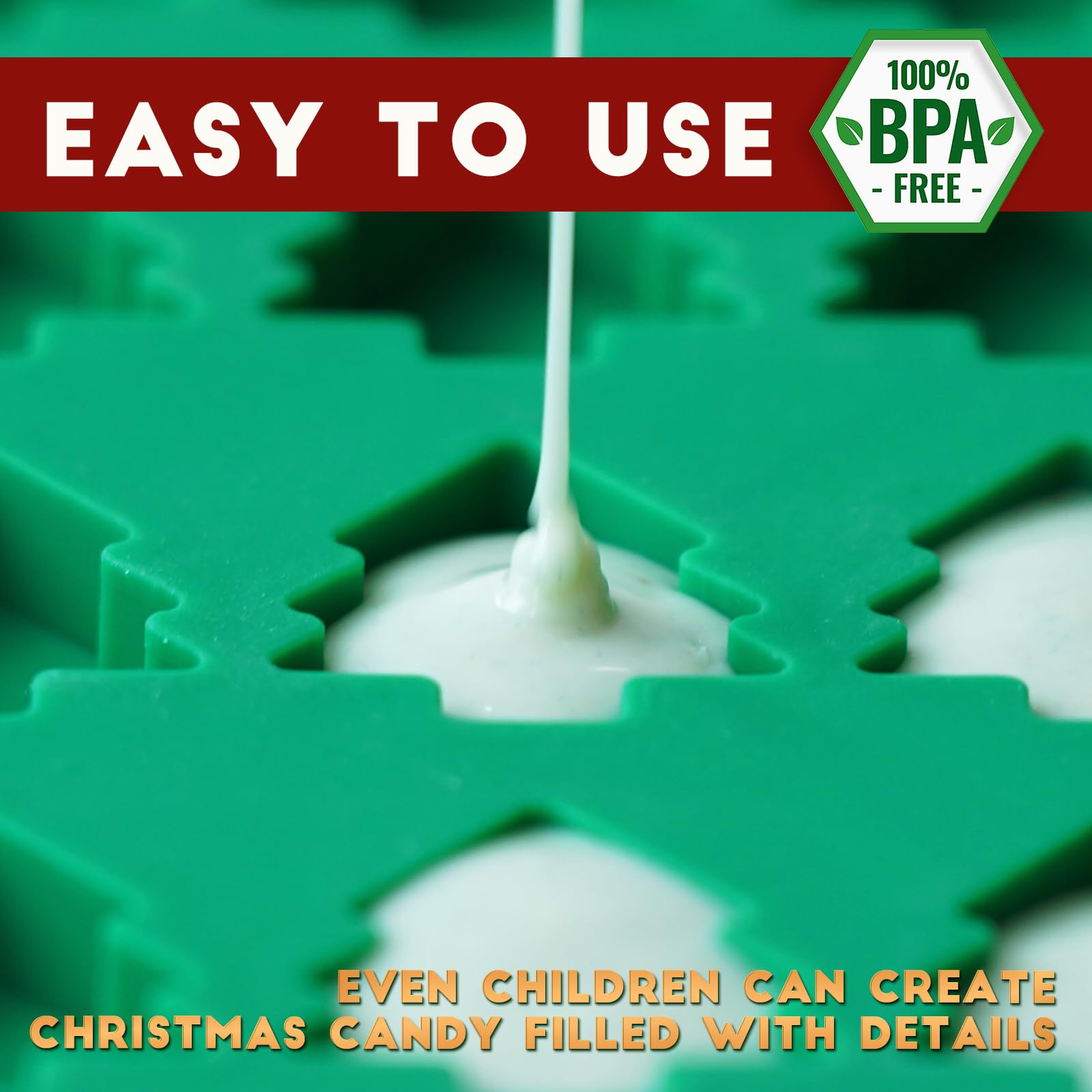 Christmas Mini Candy Molds with Xmas Tree and Gingerbread Man Shaped, 152 Cavity Non-Stick Food Grade DIY Handmade Set for Gummy