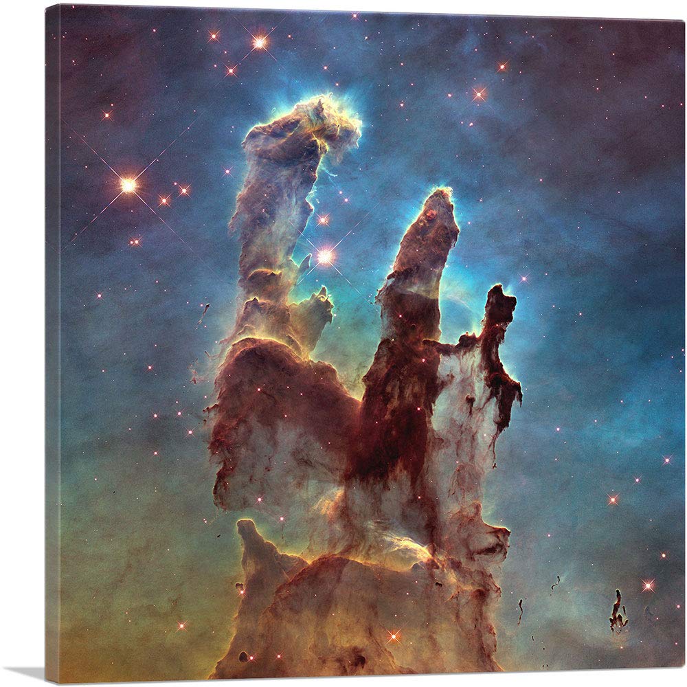 Artcanvas Hubble Telescope Pillars Of Creation Eagle Nebula M16 Canvas Art Print Stretched Framed Painting Picture Poster Giclee