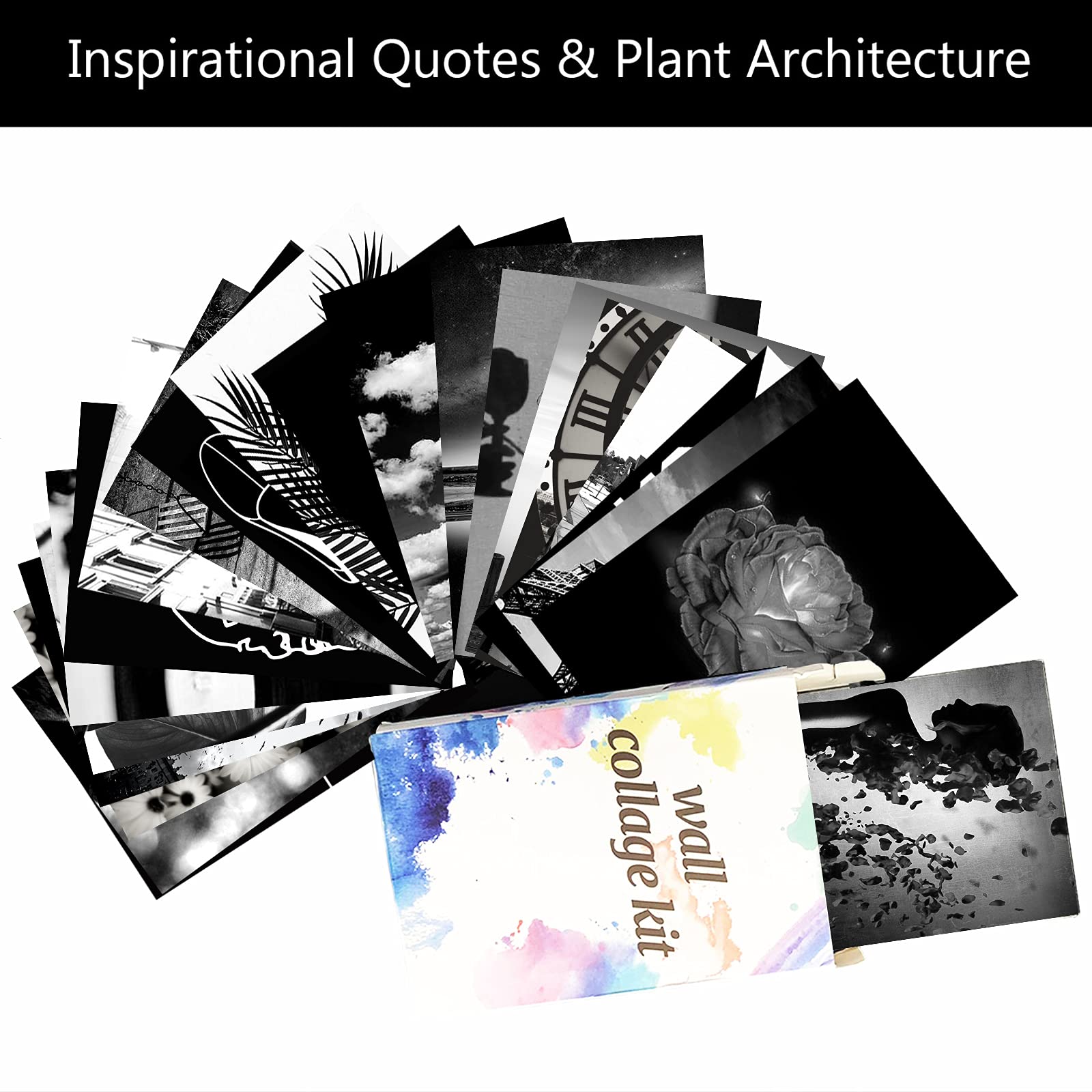 Yasowdkel Black White Aesthetic Wall Collage Kit, Aesthetic Collage Kit, 50Pcs 4X6 Inch Picture Collage Kit For Wall Aesthetic,B
