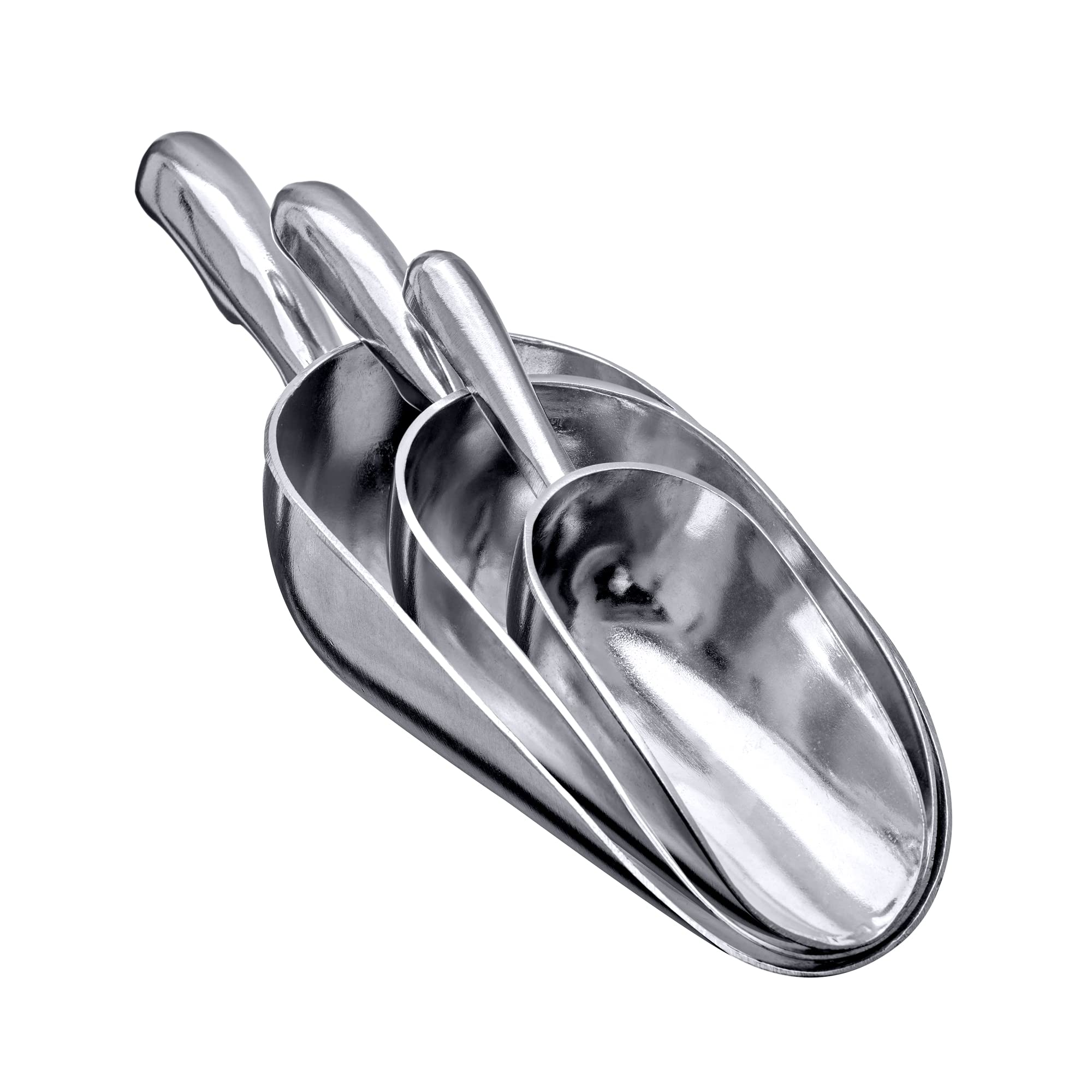 Amazing Abby - Elsa - Aluminum Ice Scoops (3-Piece Set), Cast Aluminum Utility Scoops, 5/12/24-Ounce Capacity, Food-Grade, Good